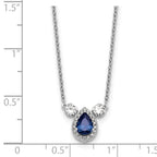 14k White Gold 1/2 carat Lab Grown Diamond VS/SI+ G+ and Created Sapphire Complete Three Stone 16 inch Necklace