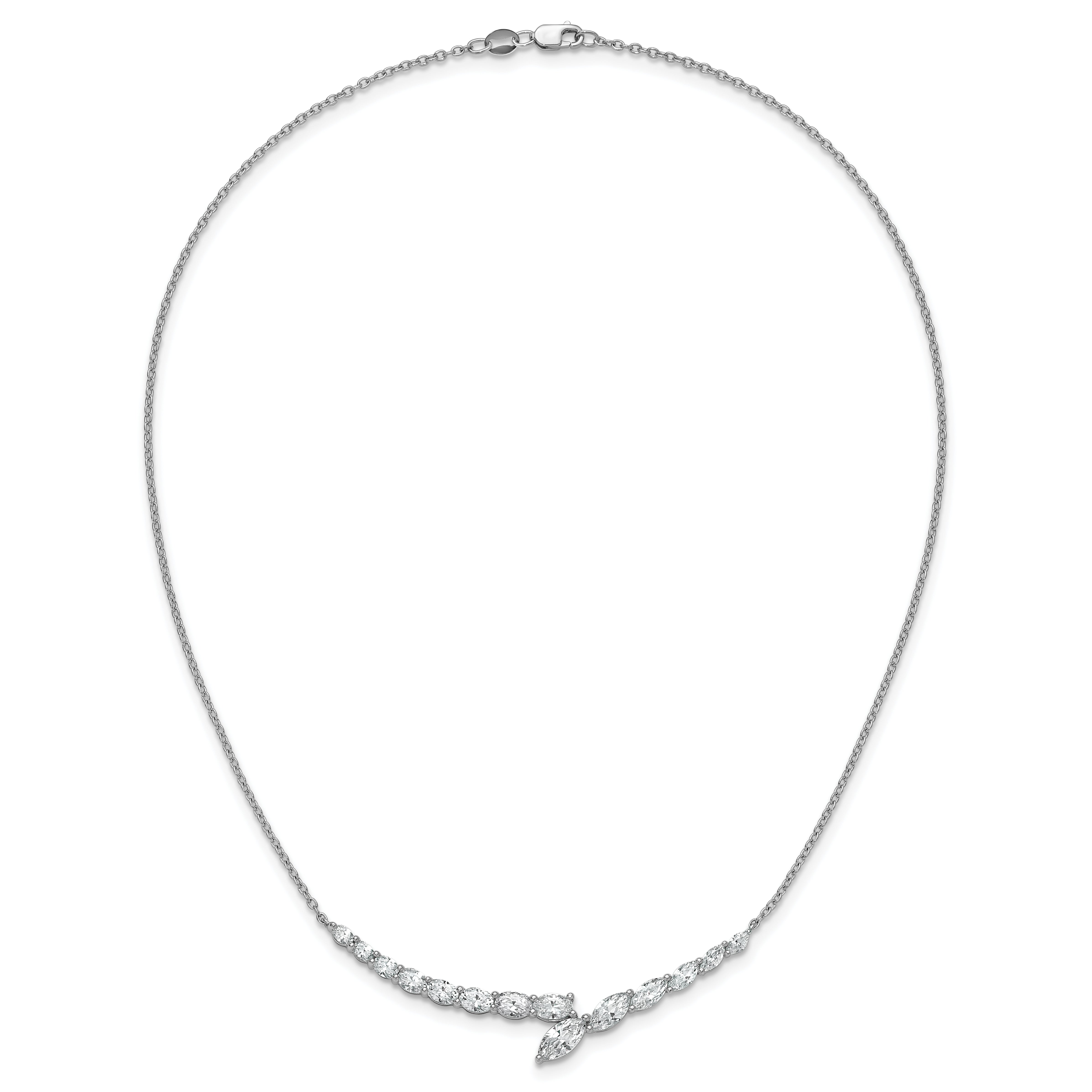 14k White Gold 4 carat Lab Grown Diamond VS/SI+ G+ Complete 16 inch Fashion Bar Necklace