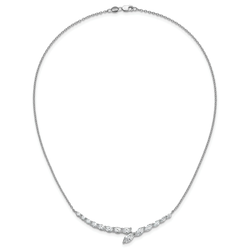14k White Gold 4 carat Lab Grown Diamond VS/SI+ G+ Complete 16 inch Fashion Bar Necklace