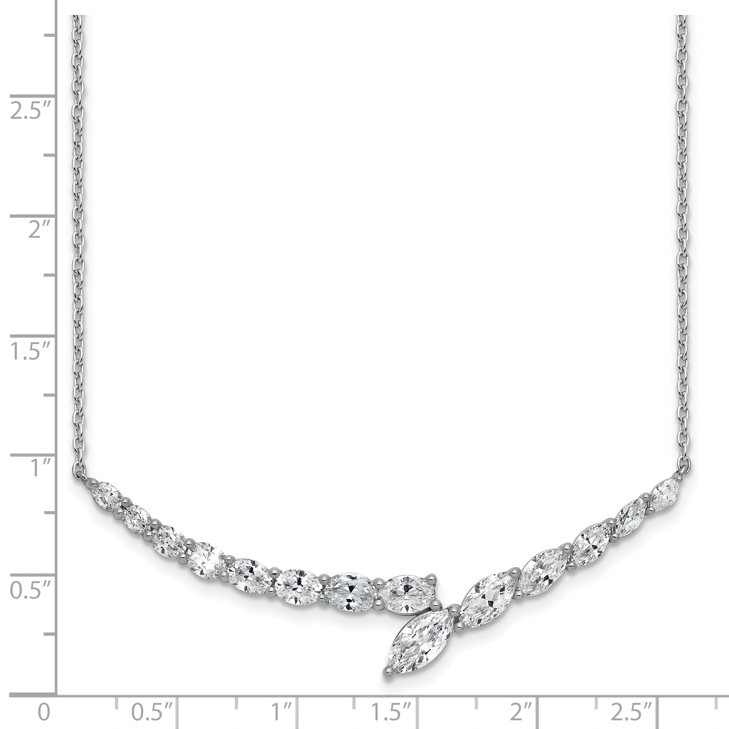 14k White Gold 4 carat Lab Grown Diamond VS/SI+ G+ Complete 16 inch Fashion Bar Necklace