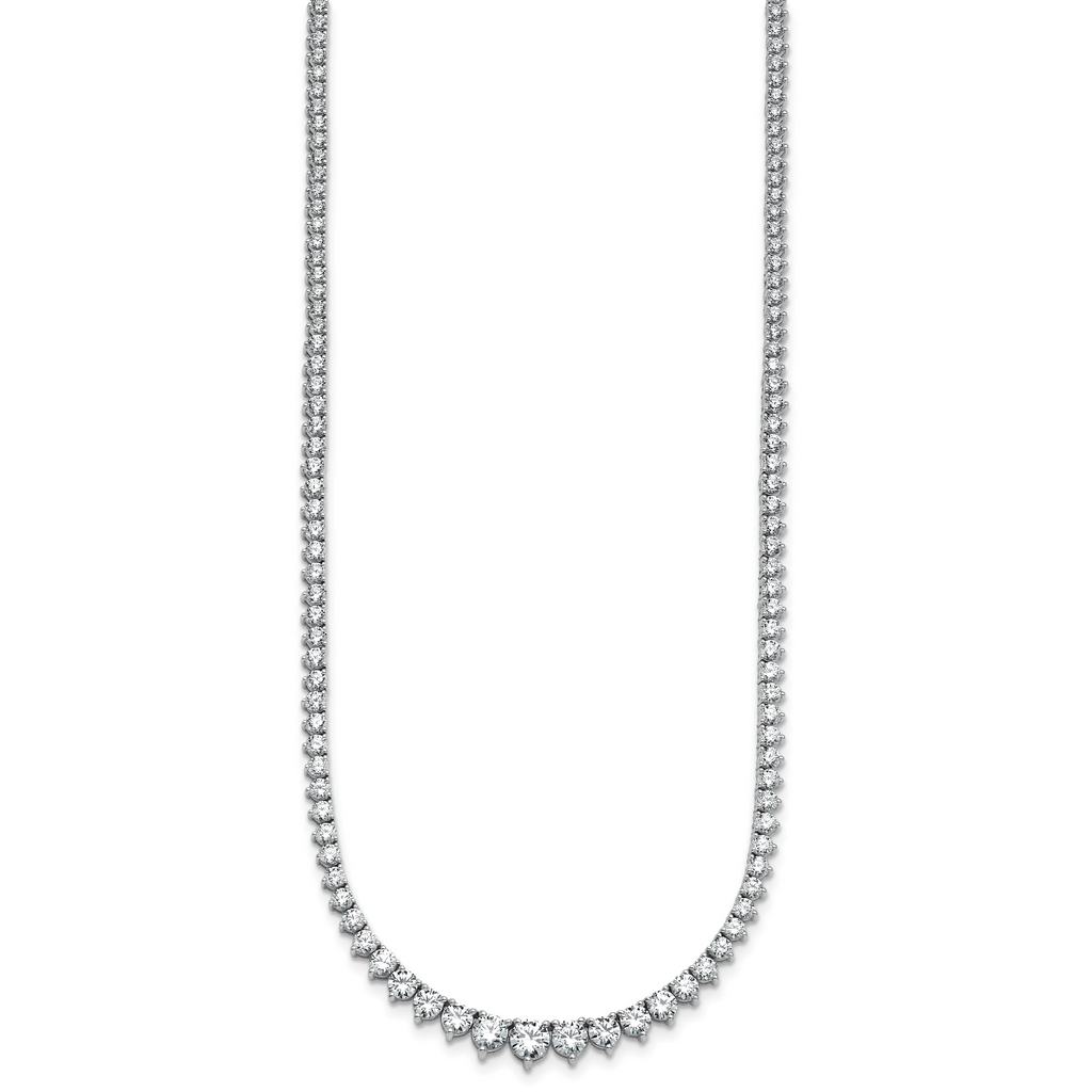 14k White Gold 10 carat Lab Grown Diamond VS/SI+ G+ Complete Round 16 inch Graduated Tennis Necklace