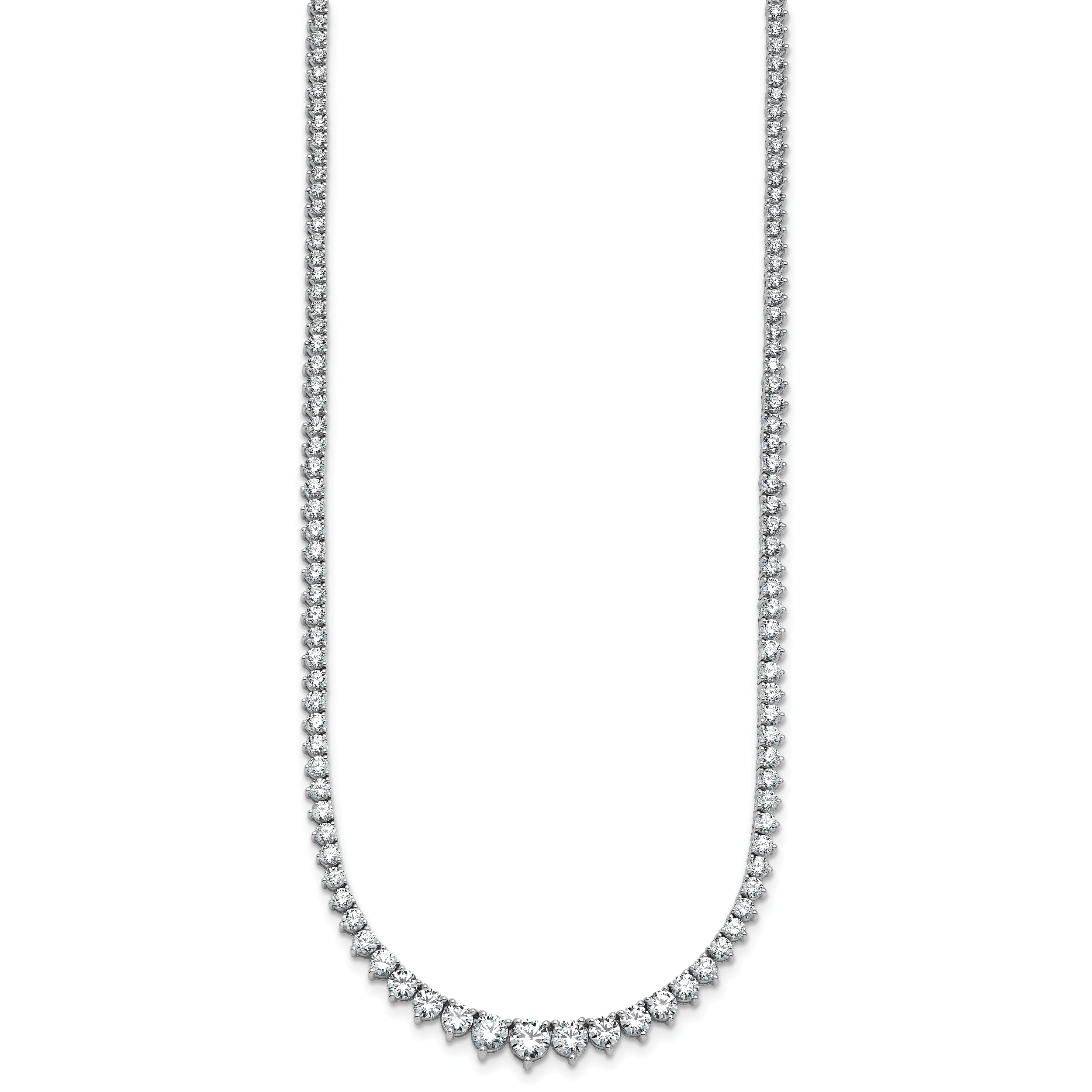 14k White Gold 10 carat Certified Lab Grown Diamond VS+ F+ Complete Round 16 inch Graduated Tennis Necklace