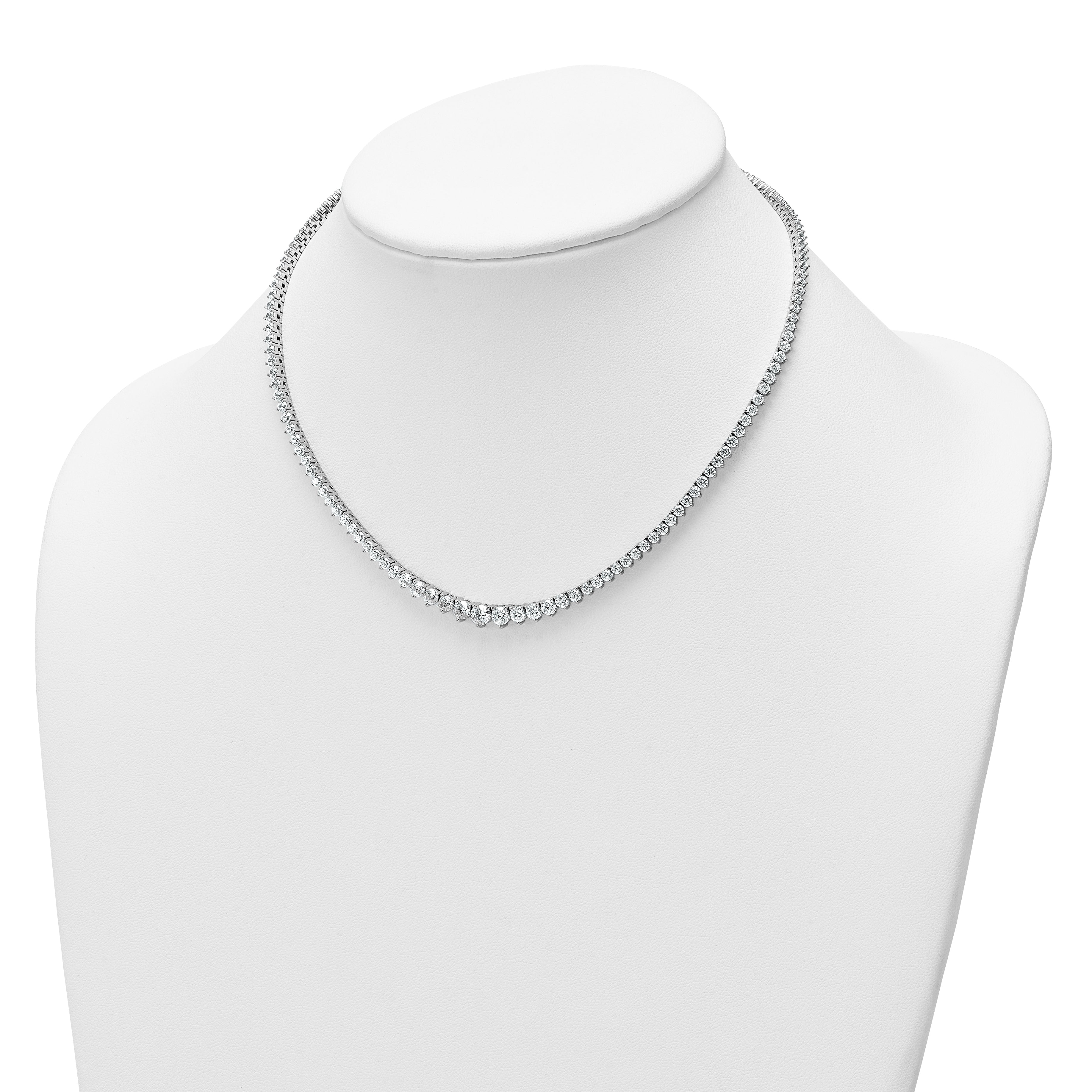 14k White Gold 10 carat Lab Grown Diamond VS+ F+ Complete Round 16 inch Graduated Tennis Necklace