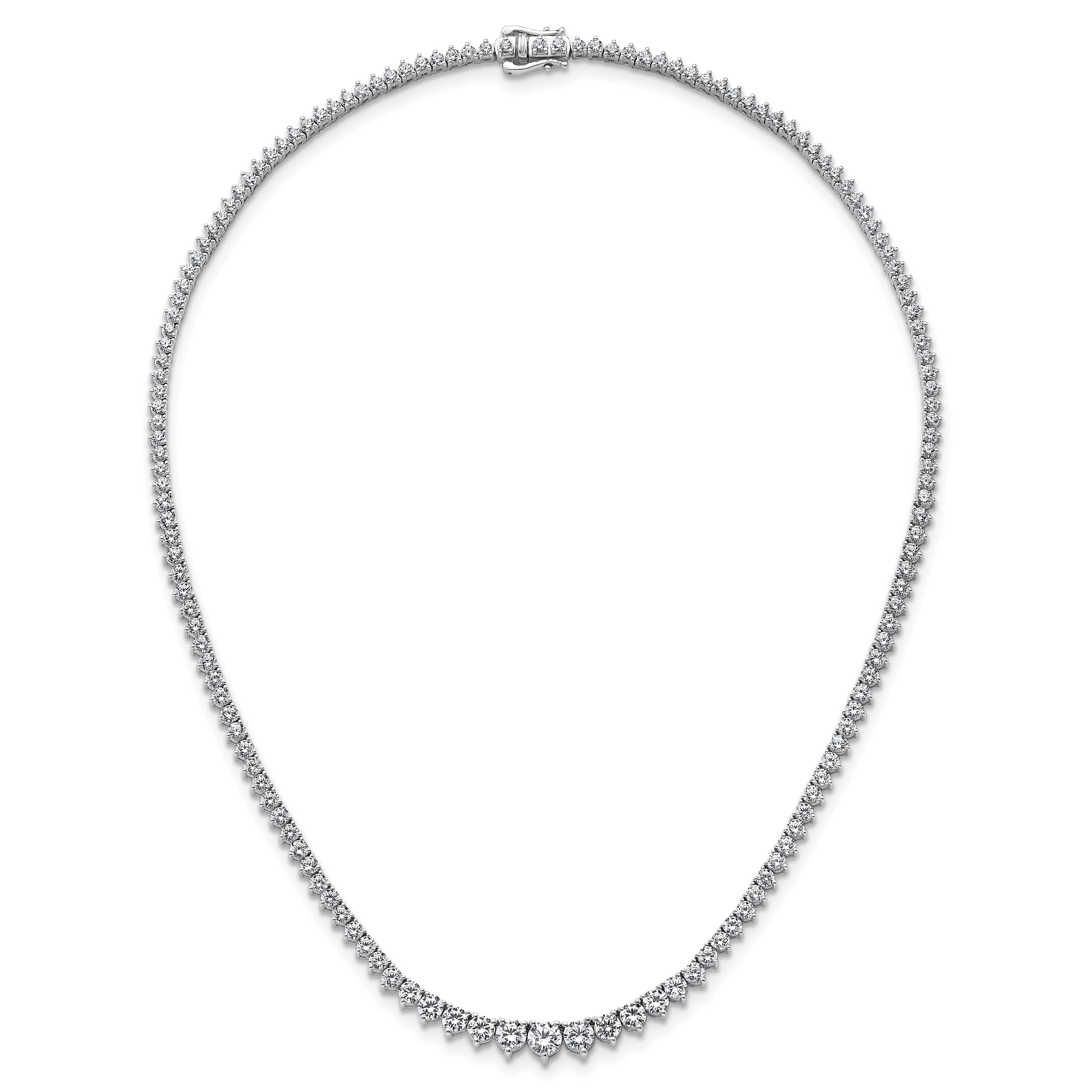 14k White Gold 10 carat Lab Grown Diamond VS/SI+ G+ Complete Round 16 inch Graduated Tennis Necklace