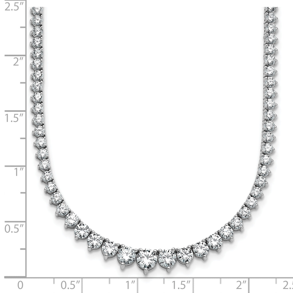 14k White Gold 10 carat Certified Lab Grown Diamond VS/SI+ G+ Complete Round 16 inch Graduated Tennis Necklace