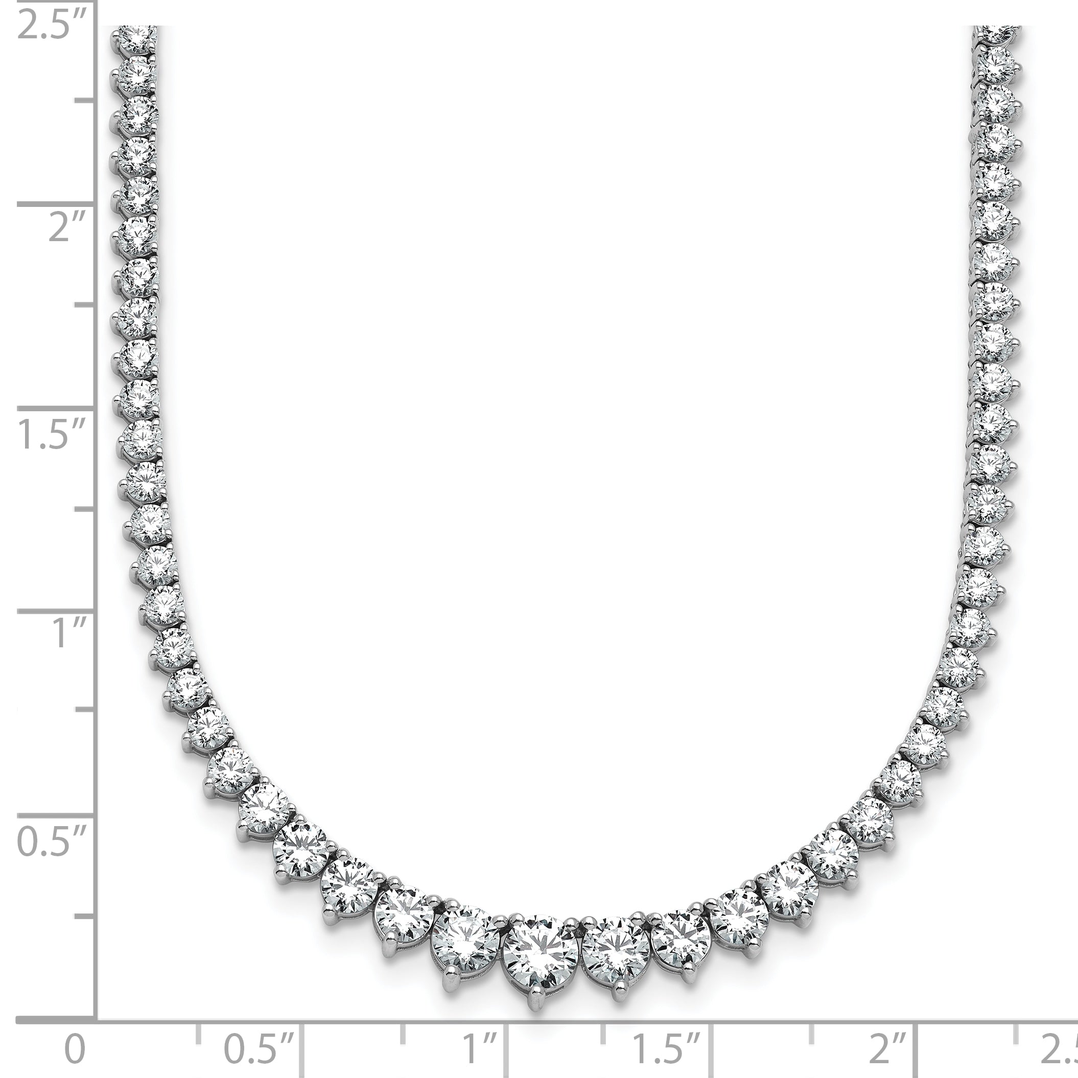 14k White Gold 10 carat Lab Grown Diamond VS/SI+ G+ Complete Round 16 inch Graduated Tennis Necklace