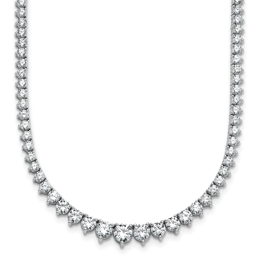 14k White Gold 10 carat Lab Grown Diamond VS/SI+ G+ Complete Round 16 inch Graduated Tennis Necklace