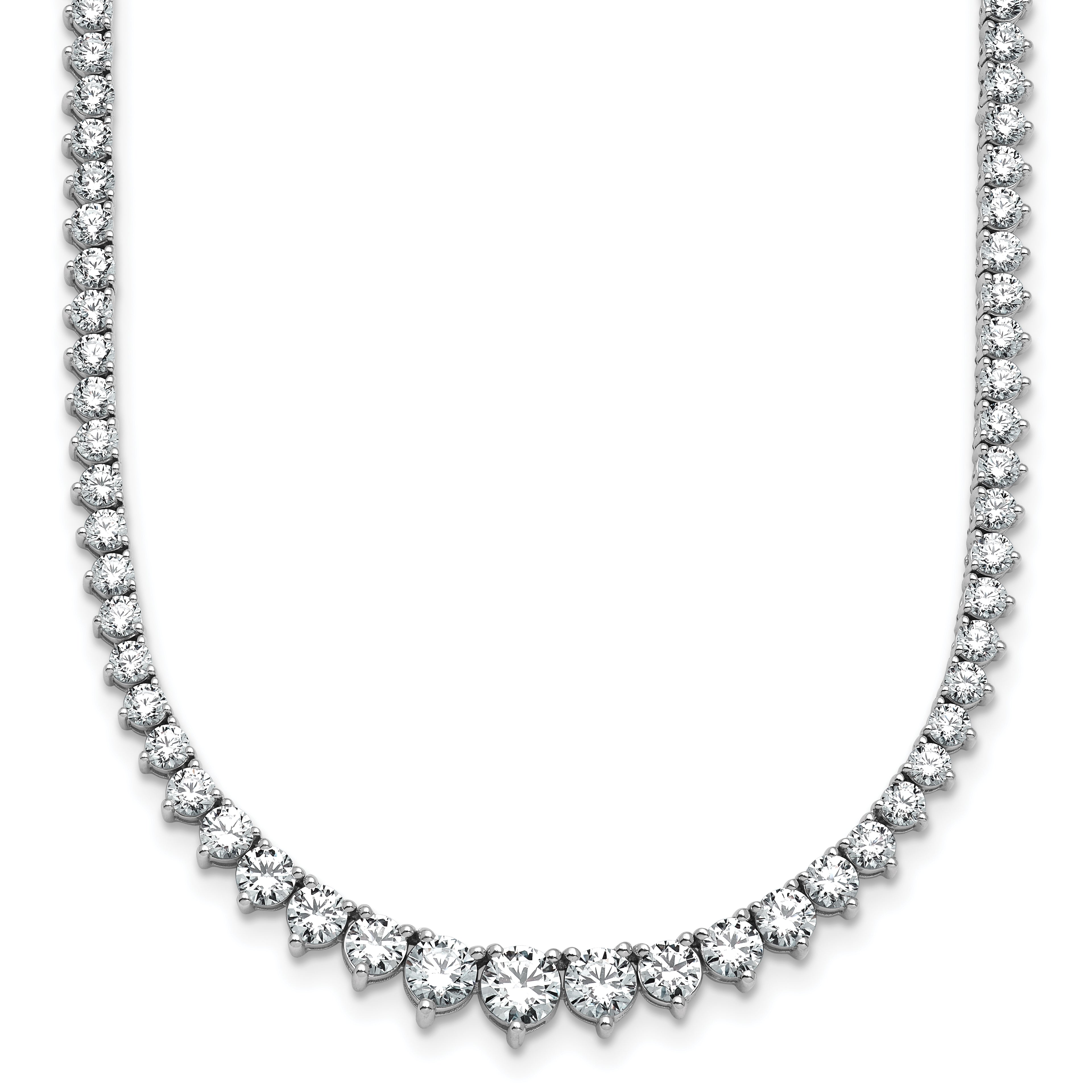 14k White Gold 10 carat Lab Grown Diamond VS/SI+ G+ Complete Round 16 inch Graduated Tennis Necklace