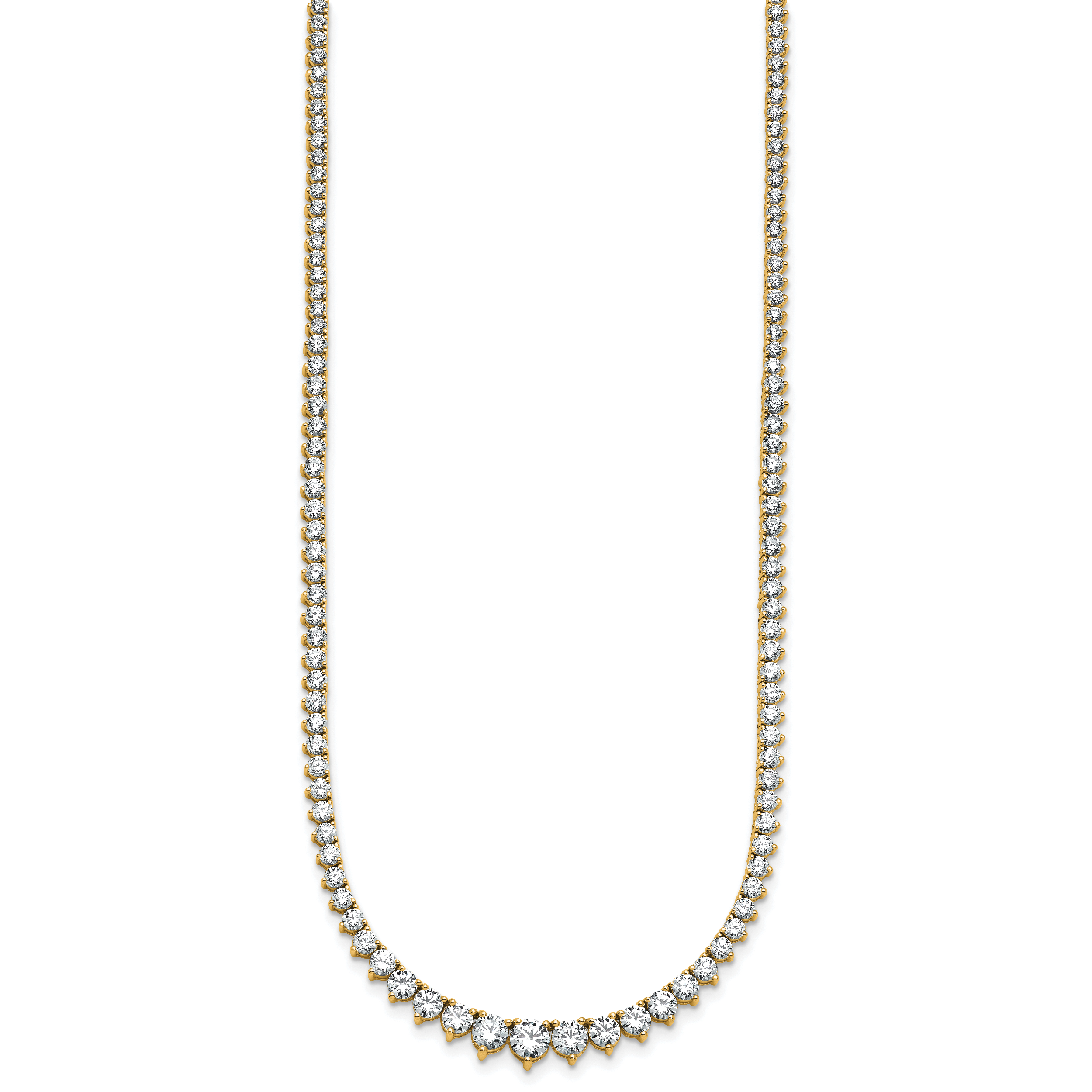 14k 10 carat Certified Lab Grown Diamond VS/SI+ G+ Complete Round 16 inch Graduated Tennis Necklace