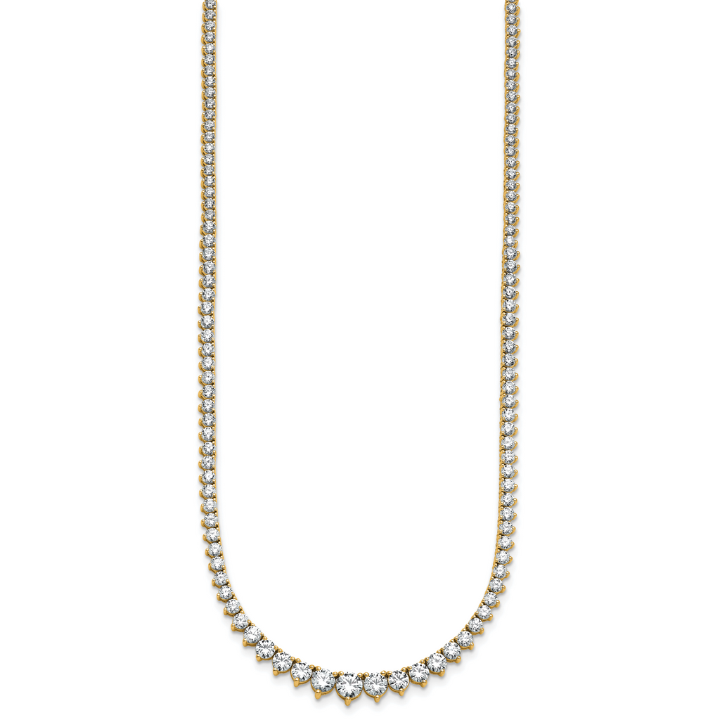 14k 10 carat Lab Grown Diamond VS+ F+ Complete Round 16 inch Graduated Tennis Necklace