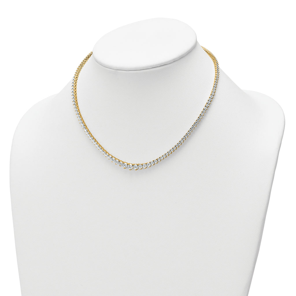 14k 10 carat Lab Grown Diamond VS+ F+ Complete Round 16 inch Graduated Tennis Necklace