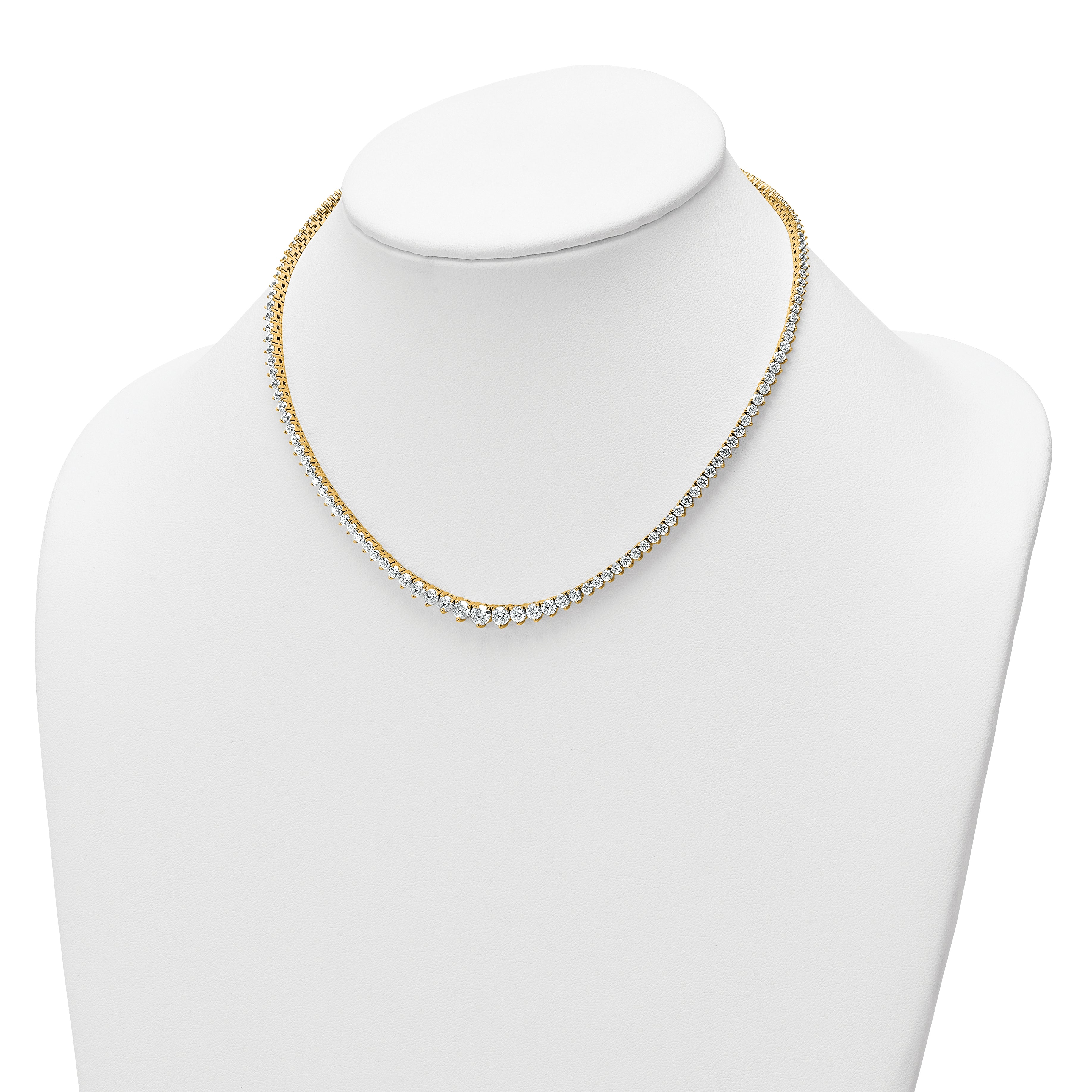 14k 10 carat Certified Lab Grown Diamond VS+ F+ Complete Round 16 inch Graduated Tennis Necklace