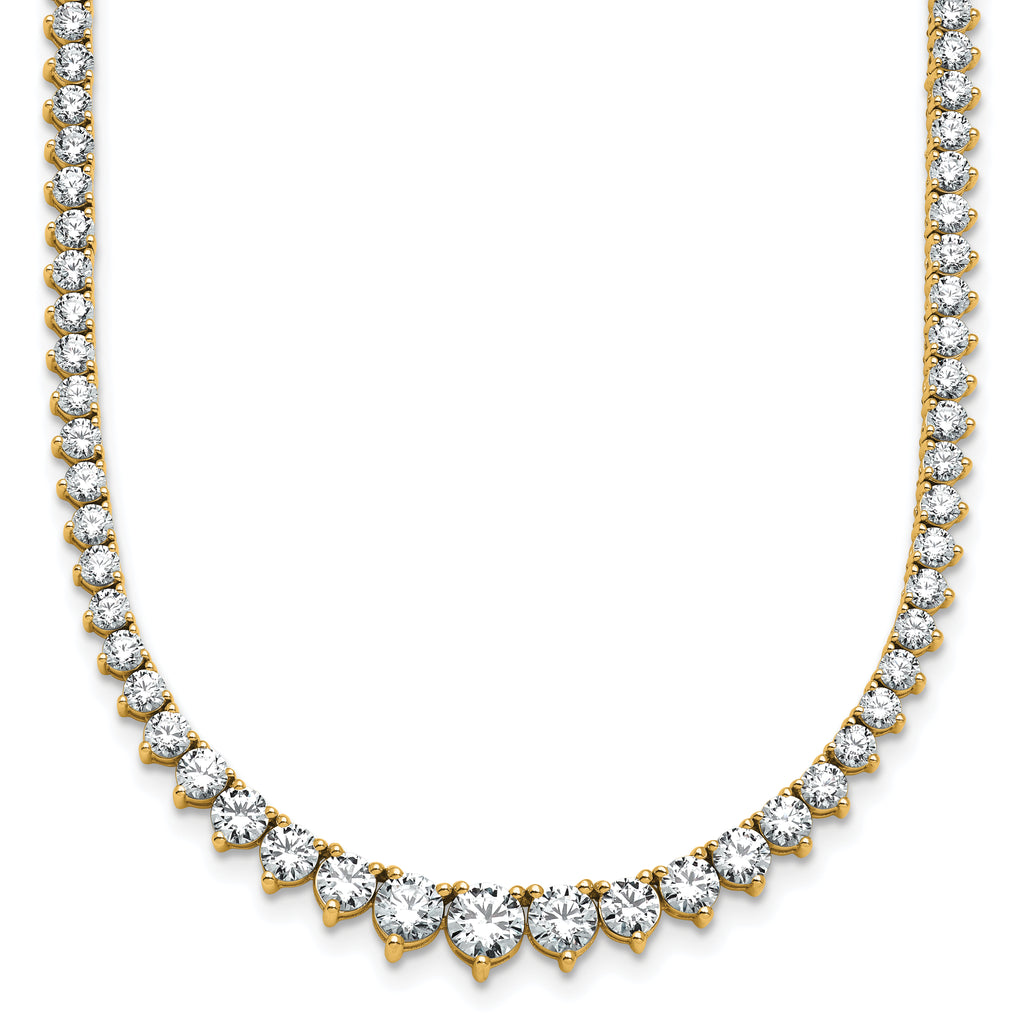 14k 10 carat Lab Grown Diamond VS+ F+ Complete Round 16 inch Graduated Tennis Necklace