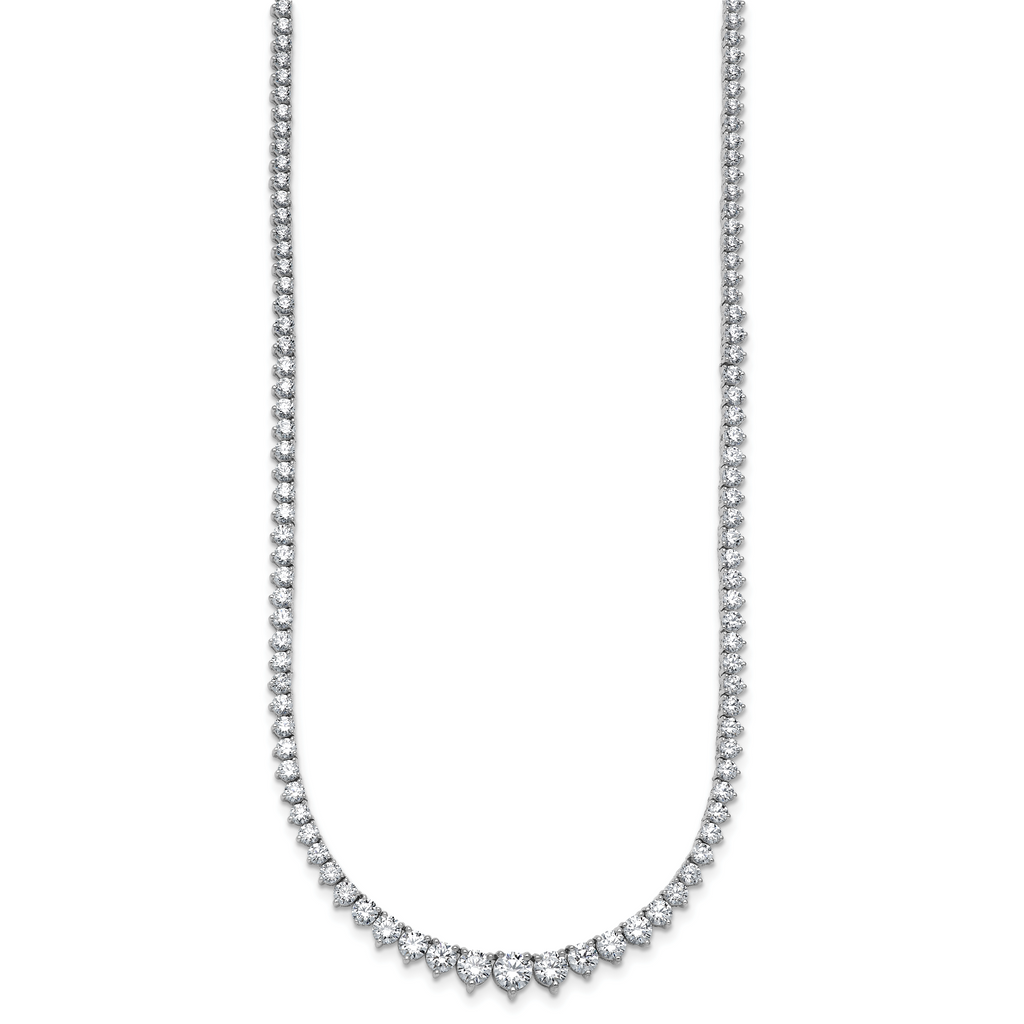 14k White Gold 10 7/8 carat Lab Grown Diamond VS/SI+ G+ Complete Round 18 inch Graduated Tennis Necklace