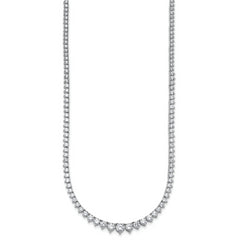 14k White Gold 10 7/8 carat Lab Grown Diamond VS/SI+ G+ Complete Round 18 inch Graduated Tennis Necklace