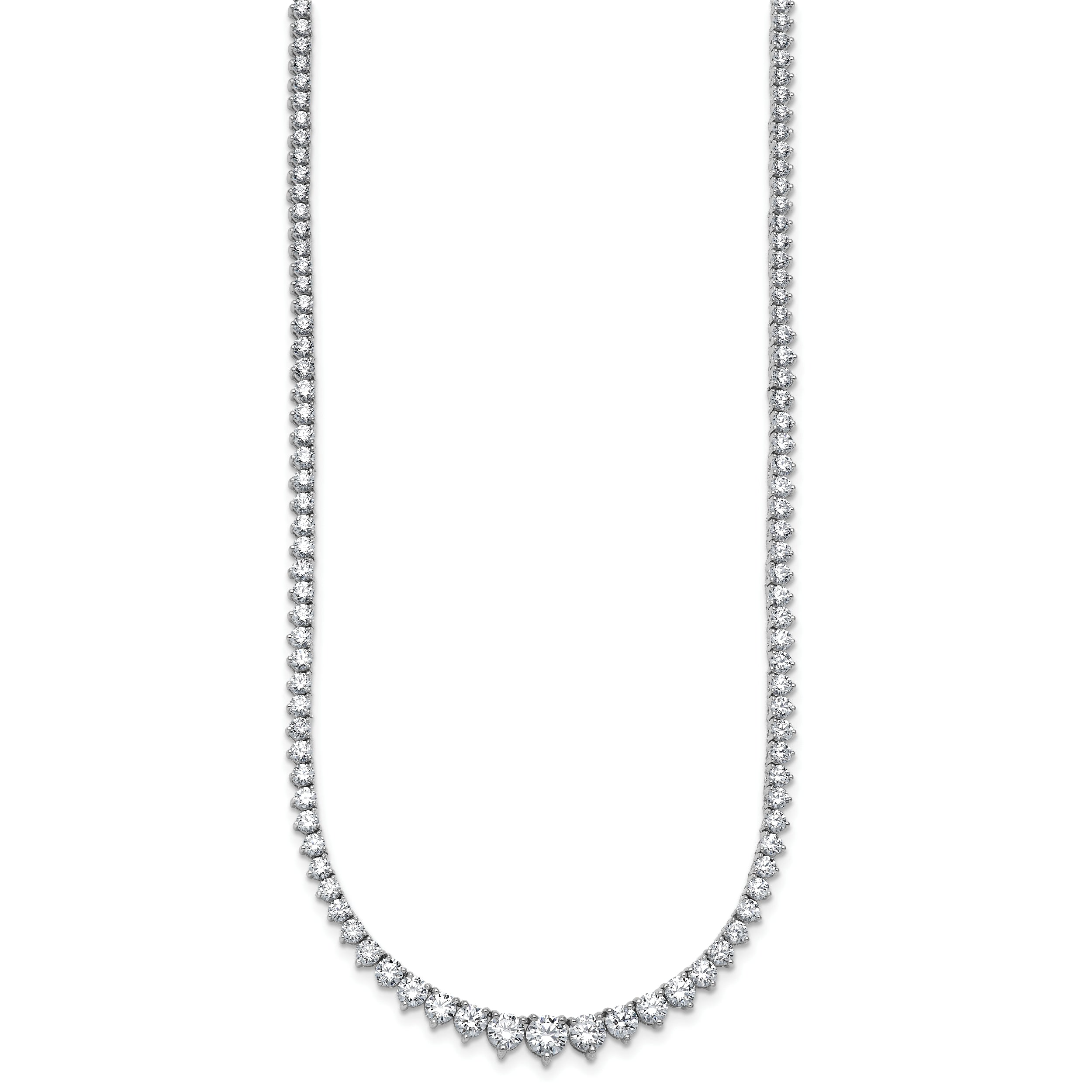 14k White Gold 10 7/8 carat Certified Lab Grown Diamond VS/SI+ G+ Complete Round 18 inch Graduated Tennis Necklace
