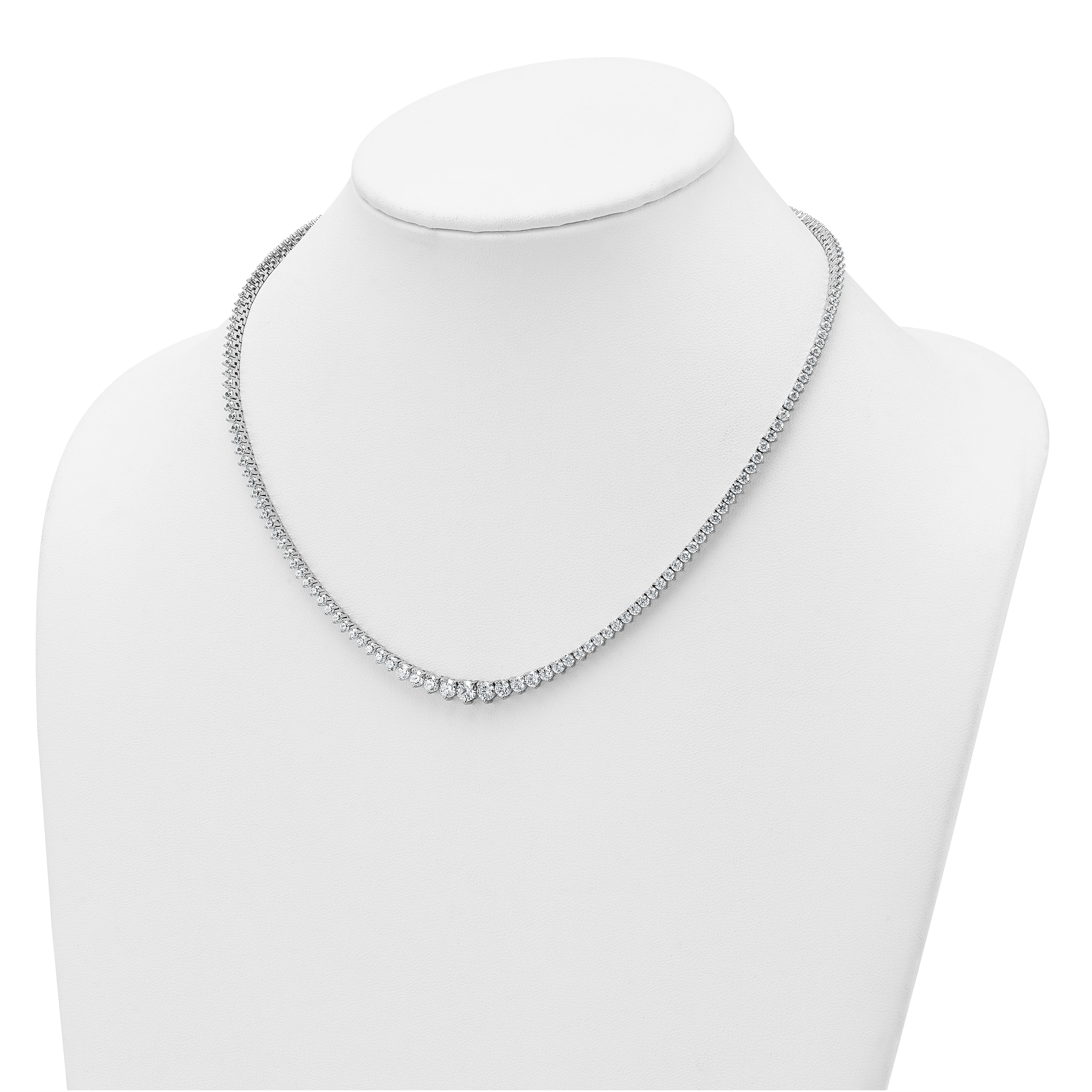 14k White Gold 10 7/8 carat Lab Grown Diamond VS/SI+ G+ Complete Round 18 inch Graduated Tennis Necklace