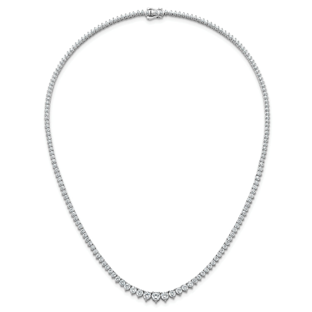 14k White Gold 10 7/8 carat Certified Lab Grown Diamond VS/SI+ G+ Complete Round 18 inch Graduated Tennis Necklace