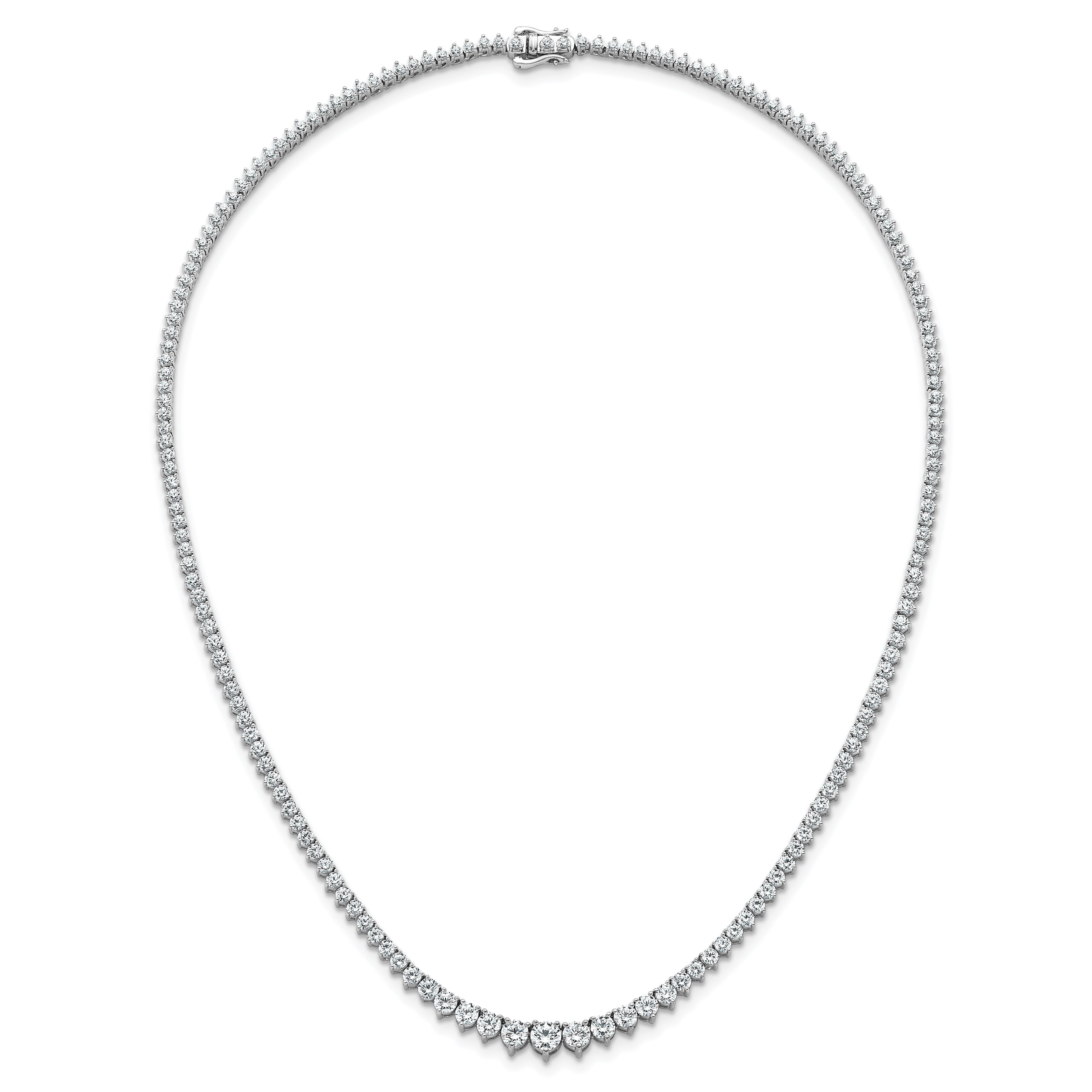 14k White Gold 10 7/8 carat Certified Lab Grown Diamond VS/SI+ G+ Complete Round 18 inch Graduated Tennis Necklace