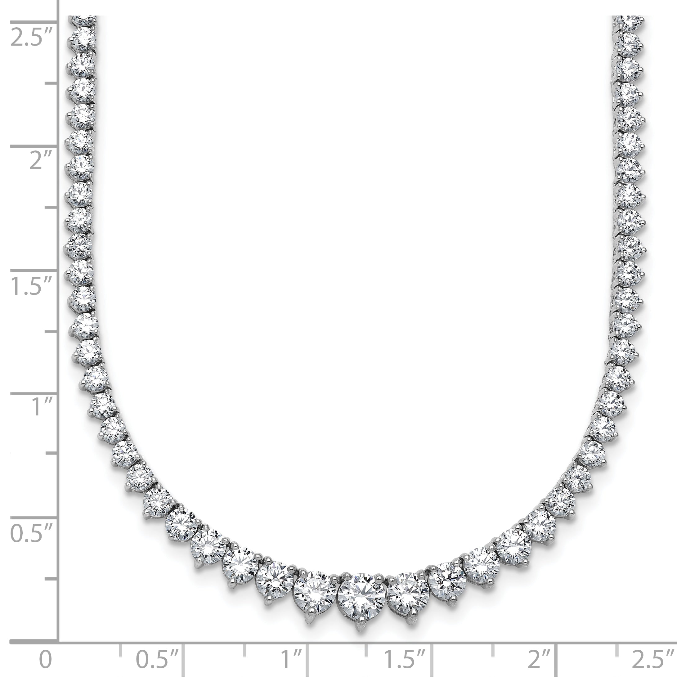 14k White Gold 10 7/8 carat Lab Grown Diamond VS+ F+ Complete Round 18 inch Graduated Tennis Necklace