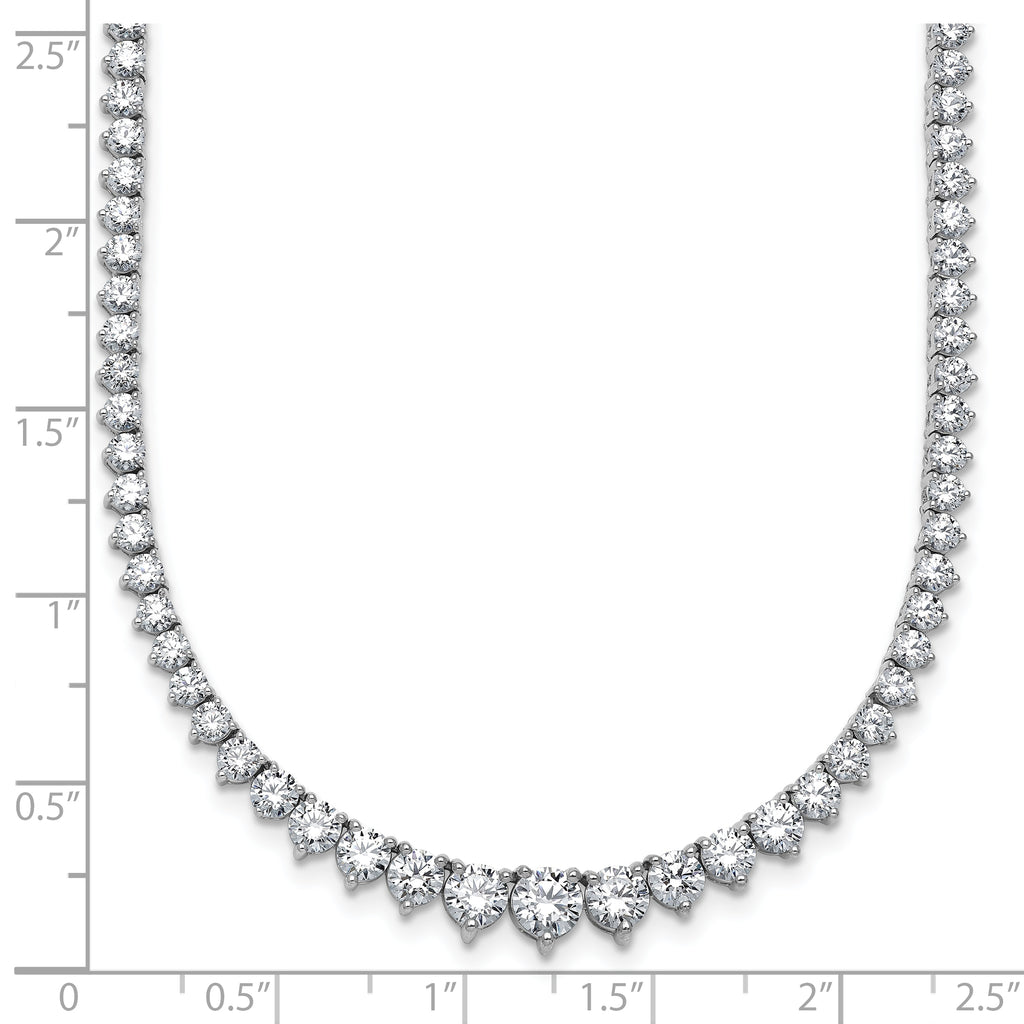 14k White Gold 10 7/8 carat Lab Grown Diamond VS+ F+ Complete Round 18 inch Graduated Tennis Necklace