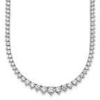 14k White Gold 10 7/8 carat Lab Grown Diamond VS/SI+ G+ Complete Round 18 inch Graduated Tennis Necklace