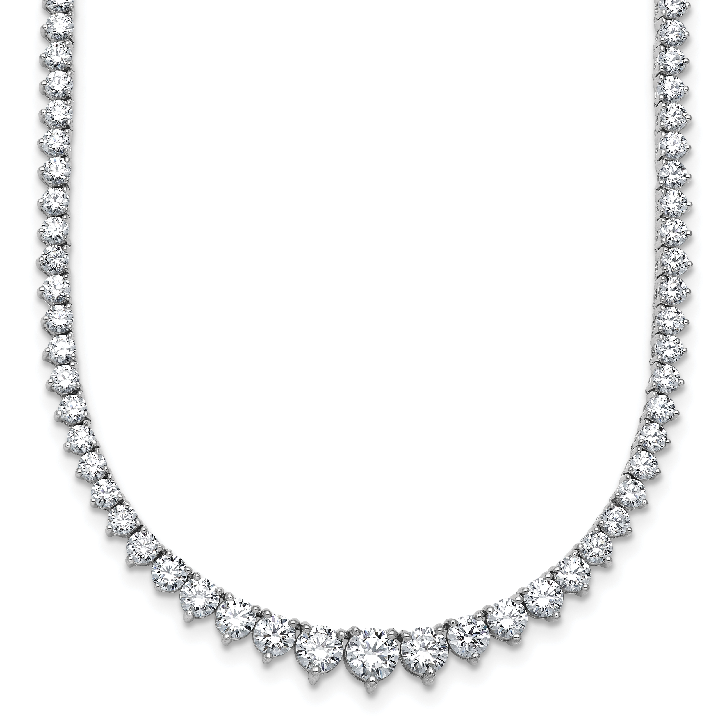14k White Gold 10 7/8 carat Lab Grown Diamond VS/SI+ G+ Complete Round 18 inch Graduated Tennis Necklace