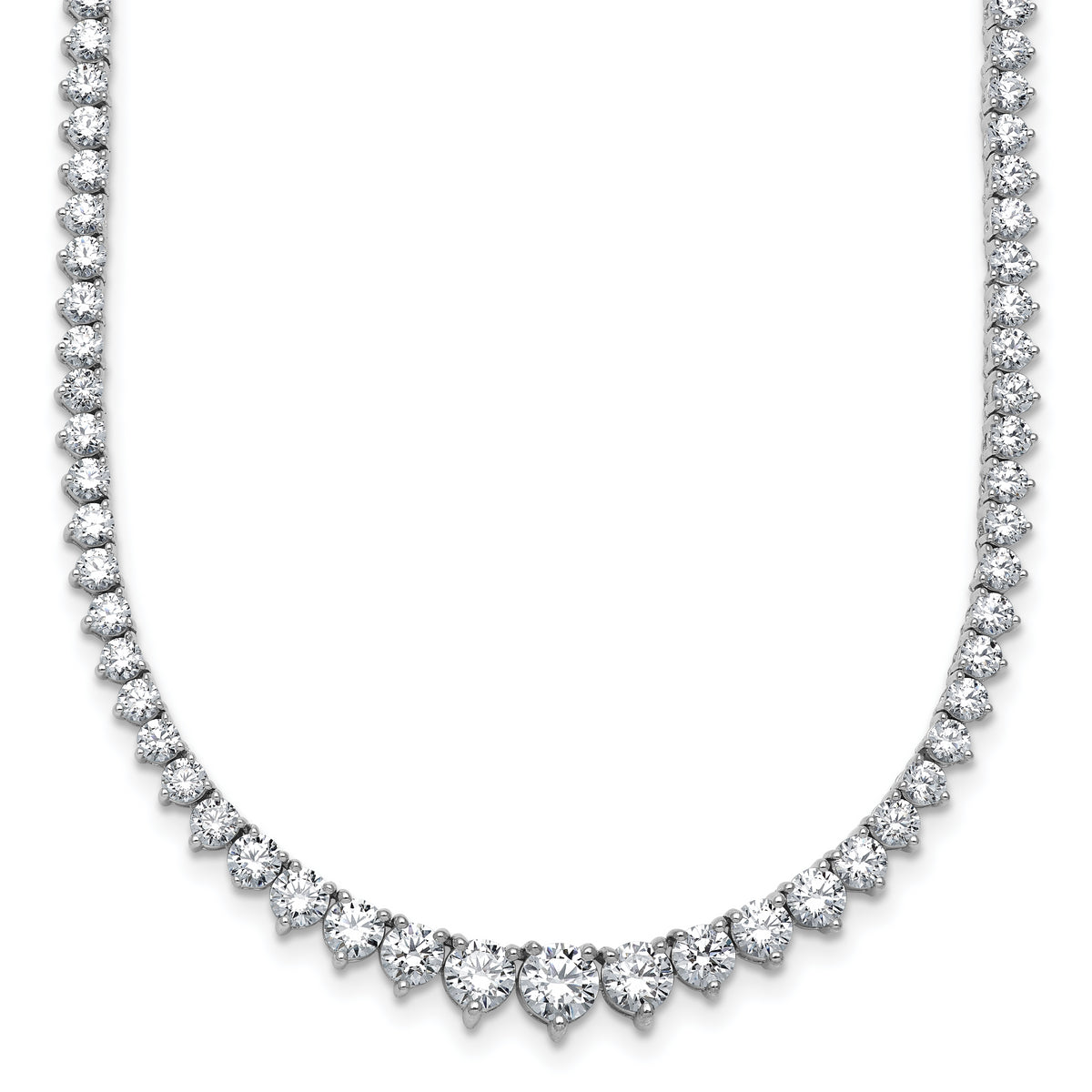 14k White Gold 10 7/8 carat Lab Grown Diamond VS+ F+ Complete Round 18 inch Graduated Tennis Necklace
