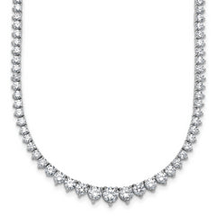 14k White Gold 10 7/8 carat Lab Grown Diamond VS+ F+ Complete Round 18 inch Graduated Tennis Necklace