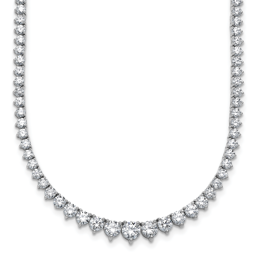 14k White Gold 10 7/8 carat Certified Lab Grown Diamond VS/SI+ G+ Complete Round 18 inch Graduated Tennis Necklace