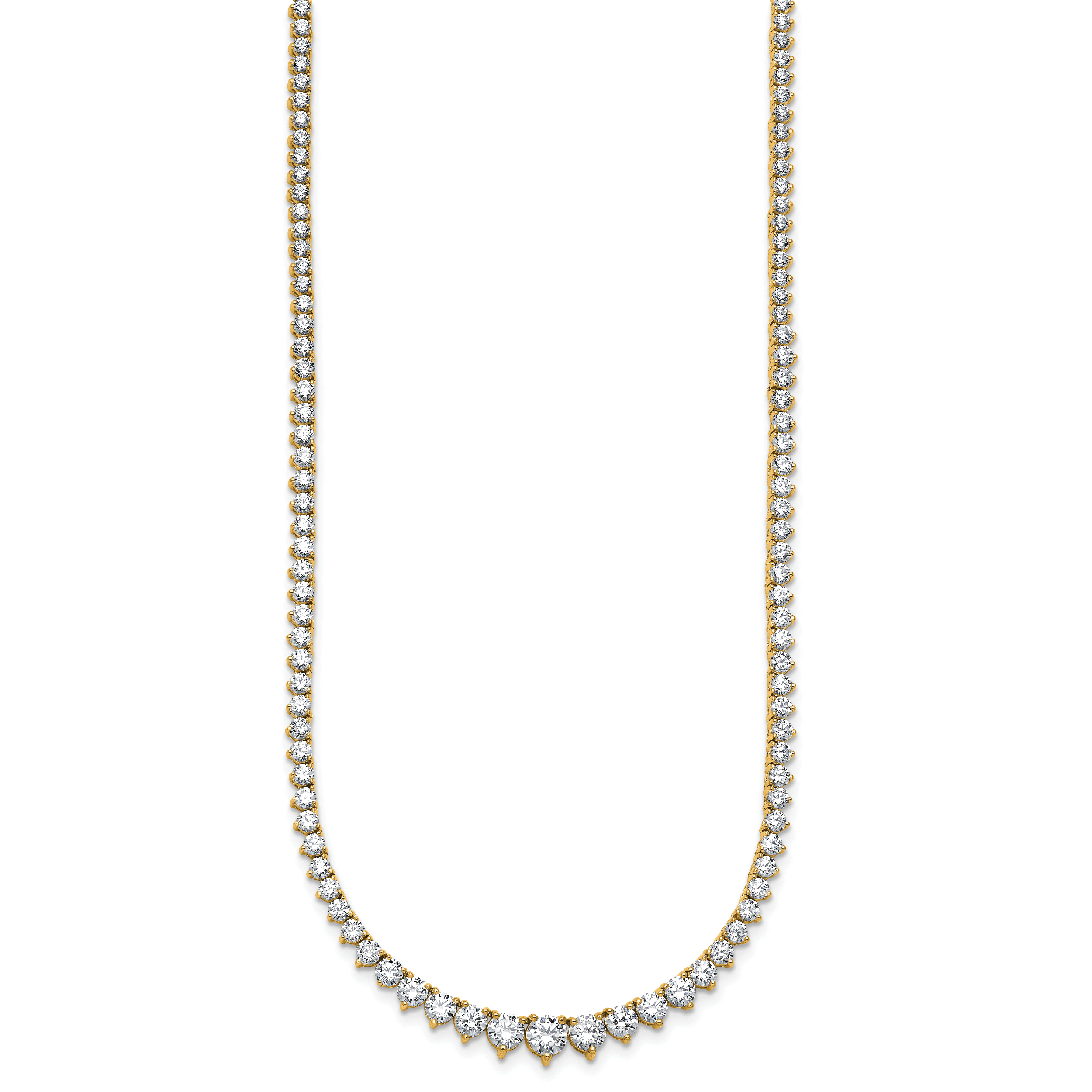 14k 10 7/8 carat Certified Lab Grown Diamond VS/SI+ G+ Complete Round 18 inch Graduated Tennis Necklace