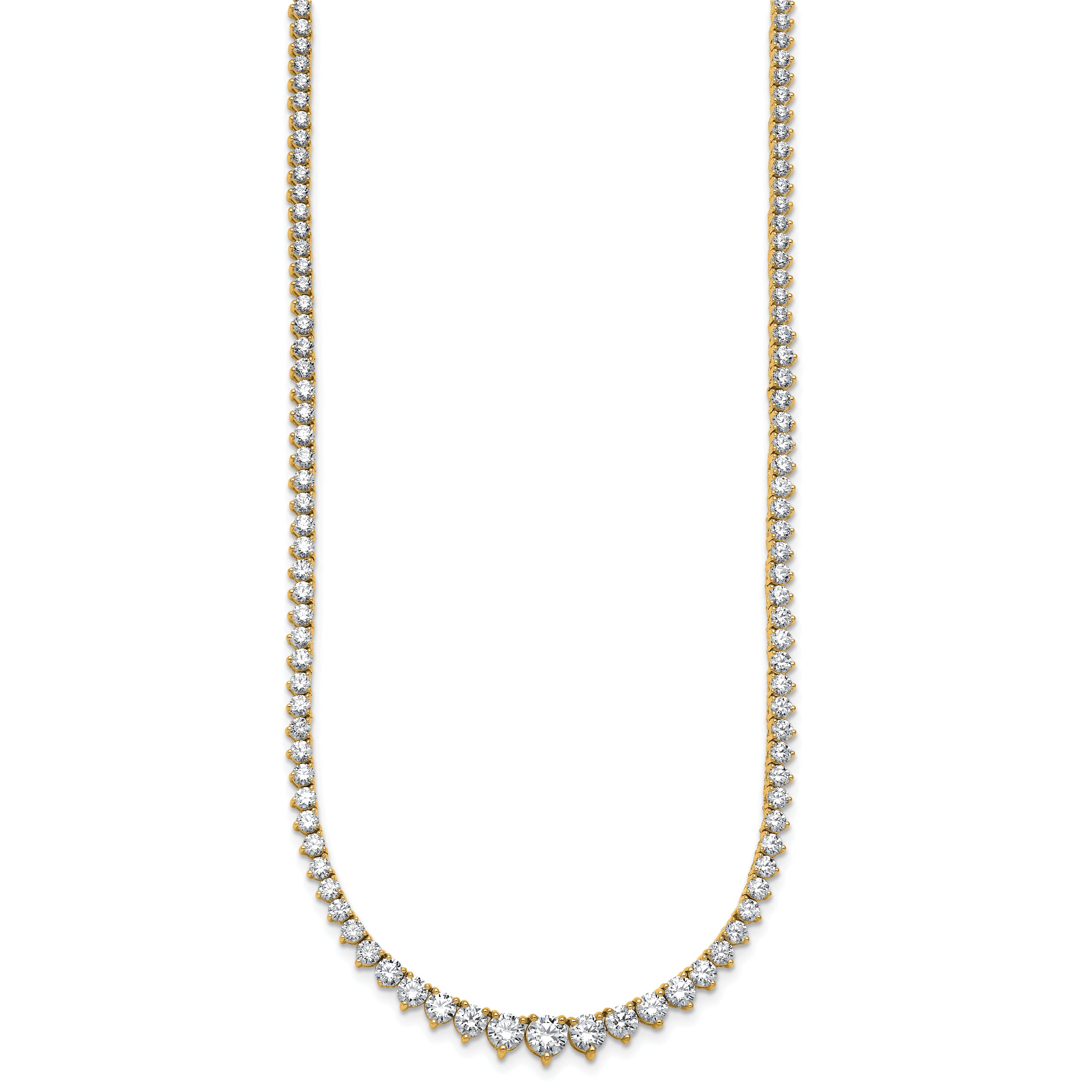 14k 10 7/8 carat Certified Lab Grown Diamond VS+ F+ Complete Round 18 inch Graduated Tennis Necklace