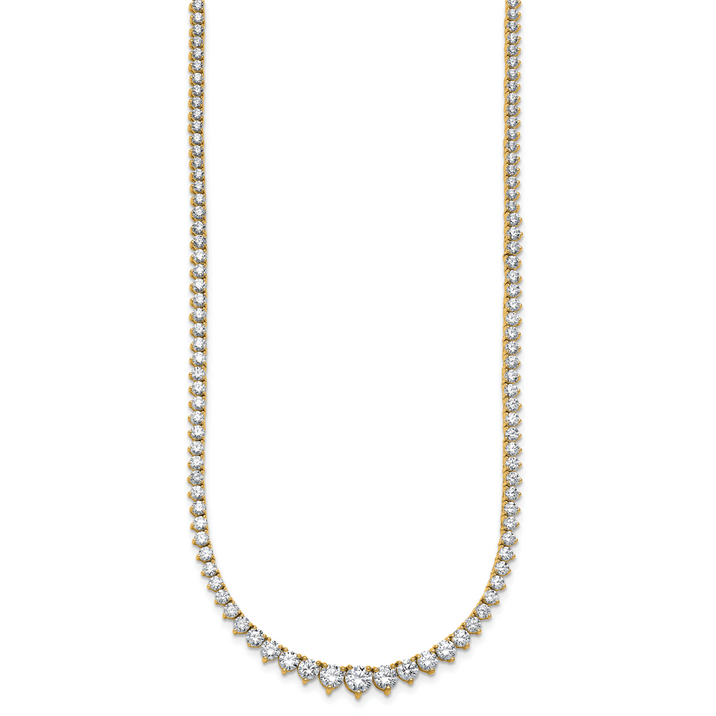 14k 10 7/8 carat Certified Lab Grown Diamond VS+ F+ Complete Round 18 inch Graduated Tennis Necklace