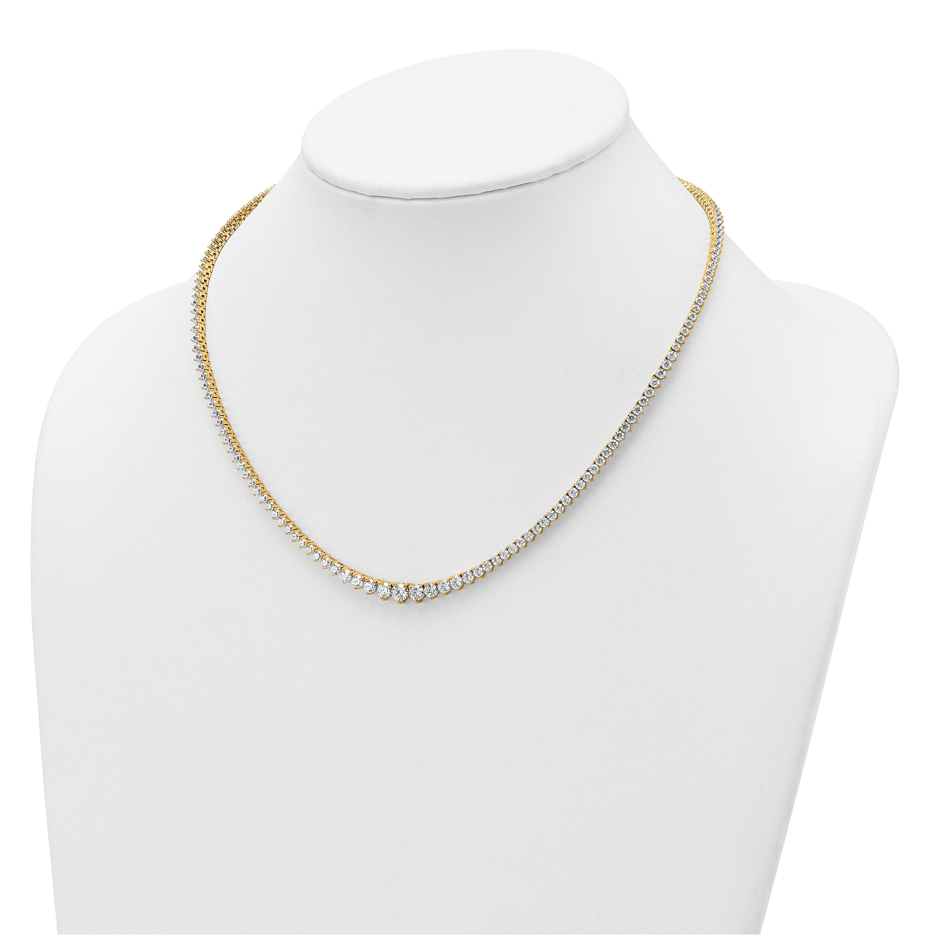 14k 10 7/8 carat Certified Lab Grown Diamond VS+ F+ Complete Round 18 inch Graduated Tennis Necklace