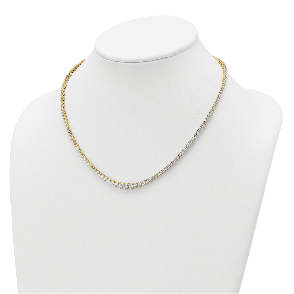 14k 10 7/8 carat Lab Grown Diamond VS/SI+ G+ Complete Round 18 inch Graduated Tennis Necklace