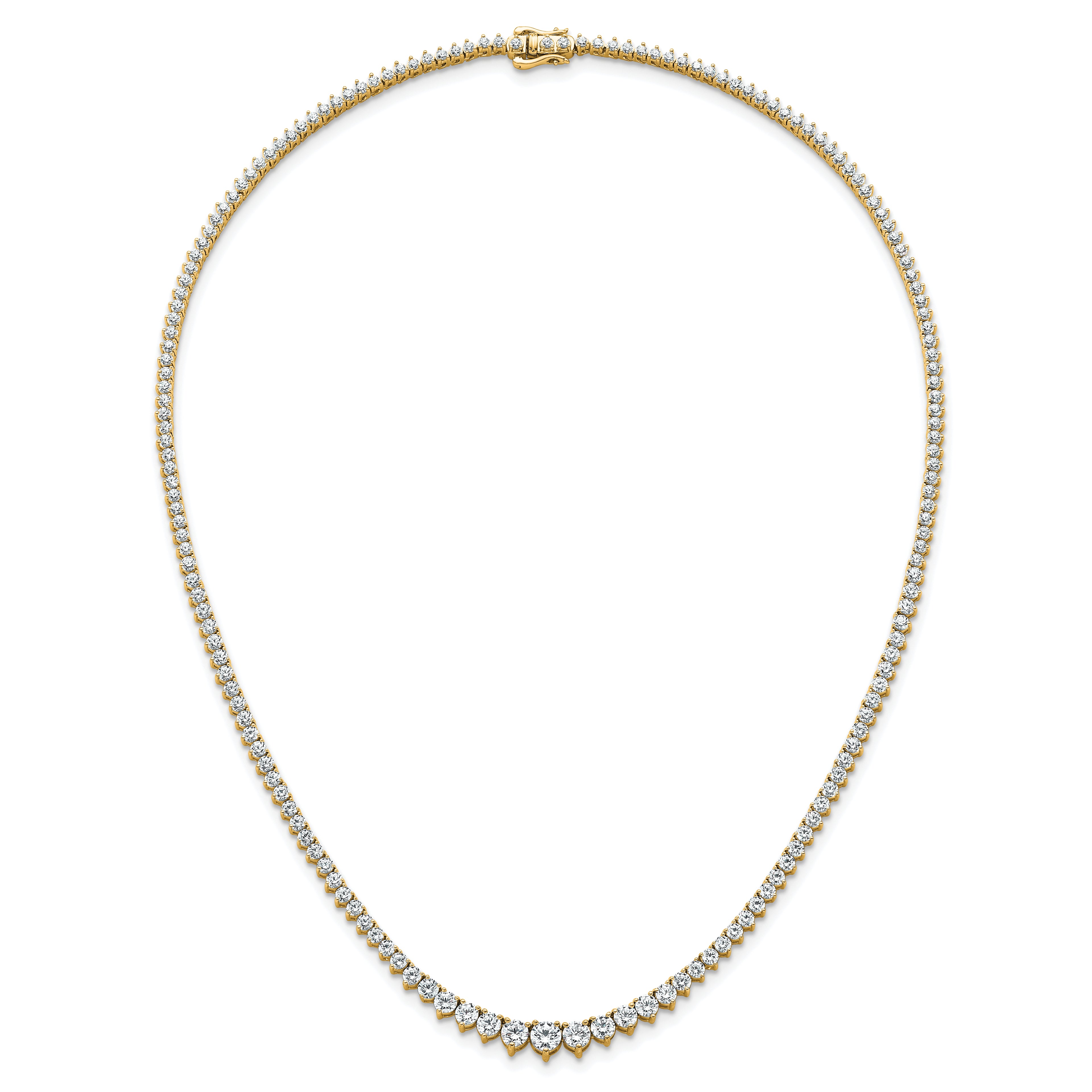 14k 10 7/8 carat Certified Lab Grown Diamond VS/SI+ G+ Complete Round 18 inch Graduated Tennis Necklace