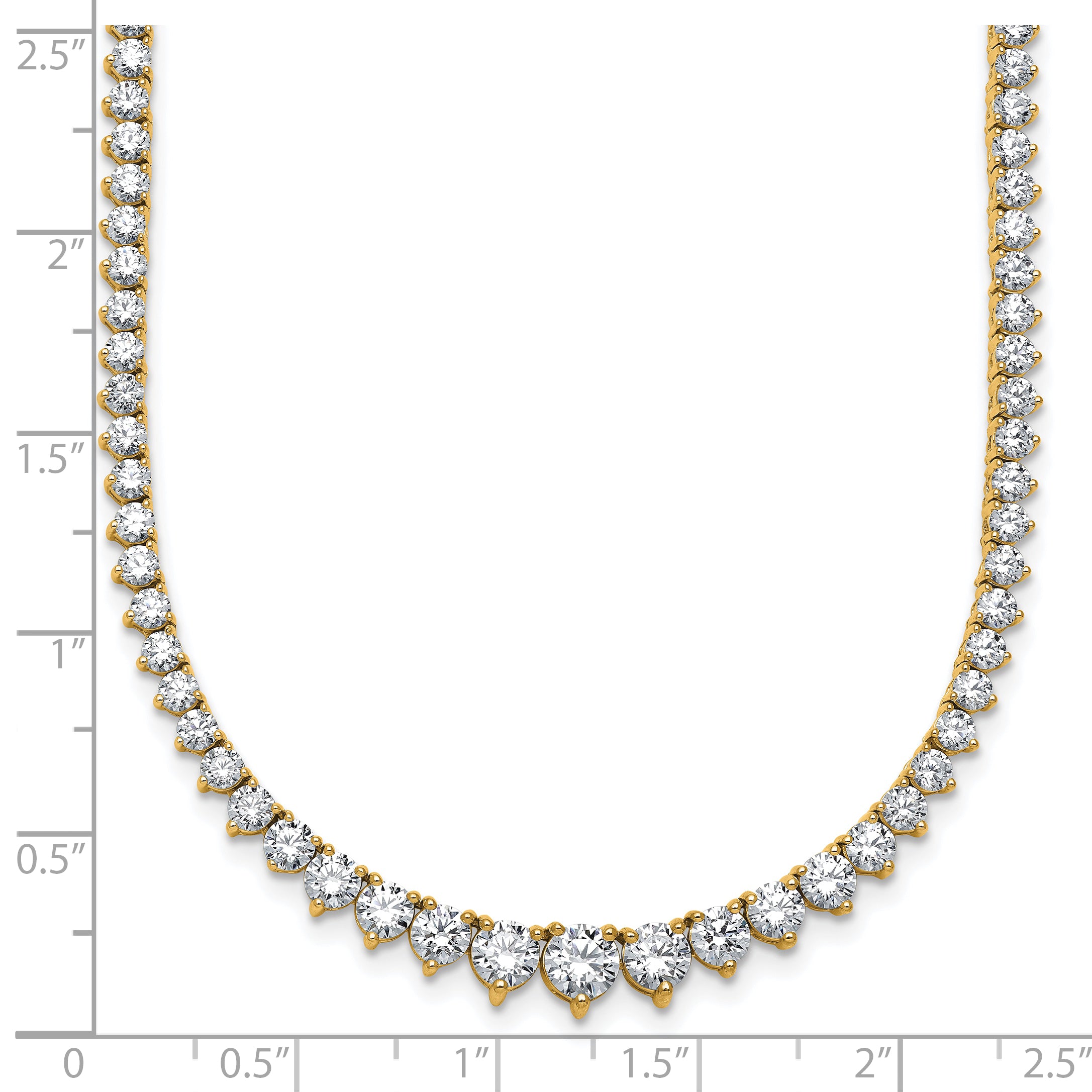 14k 10 7/8 carat Lab Grown Diamond VS+ F+ Complete Round 18 inch Graduated Tennis Necklace