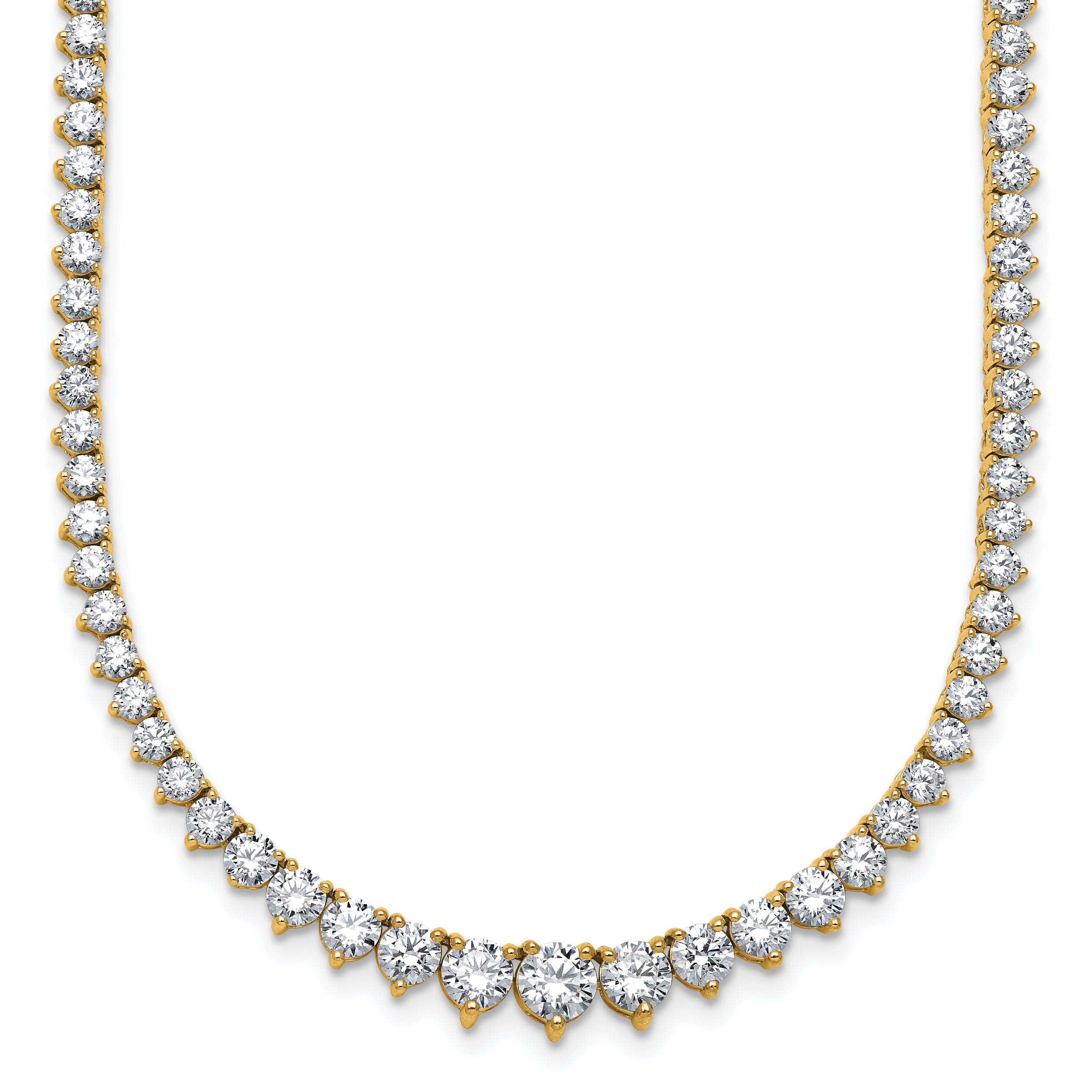 14k 10 7/8 carat Lab Grown Diamond VS+ F+ Complete Round 18 inch Graduated Tennis Necklace