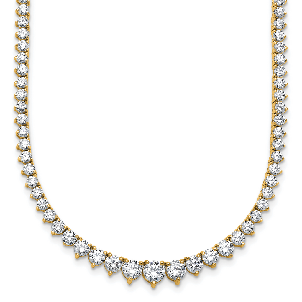 14k 10 7/8 carat Certified Lab Grown Diamond VS+ F+ Complete Round 18 inch Graduated Tennis Necklace