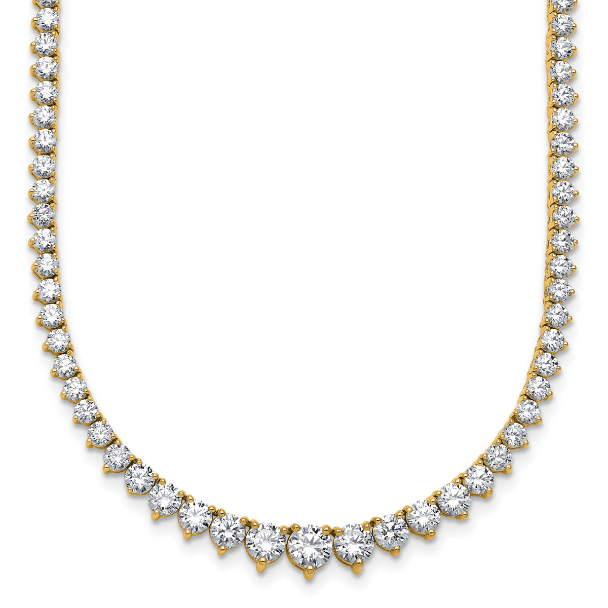 14k 10 7/8 carat Certified Lab Grown Diamond VS/SI+ G+ Complete Round 18 inch Graduated Tennis Necklace