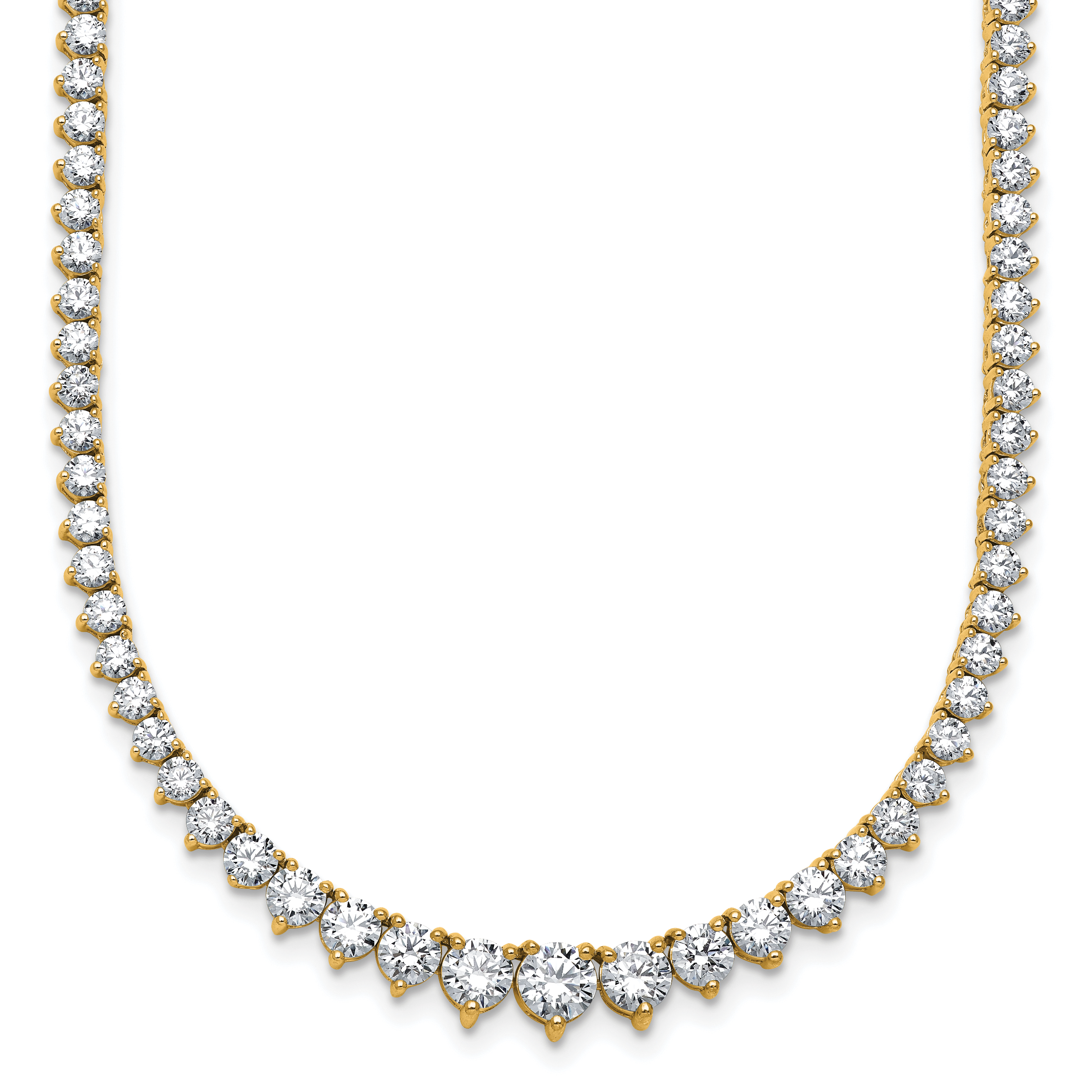 14k 10 7/8 carat Lab Grown Diamond VS/SI+ G+ Complete Round 18 inch Graduated Tennis Necklace