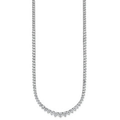 14k White Gold 11 5/8 carat Certified Lab Grown Diamond VS+ F+ Complete Round 20 inch Graduated Tennis Necklace