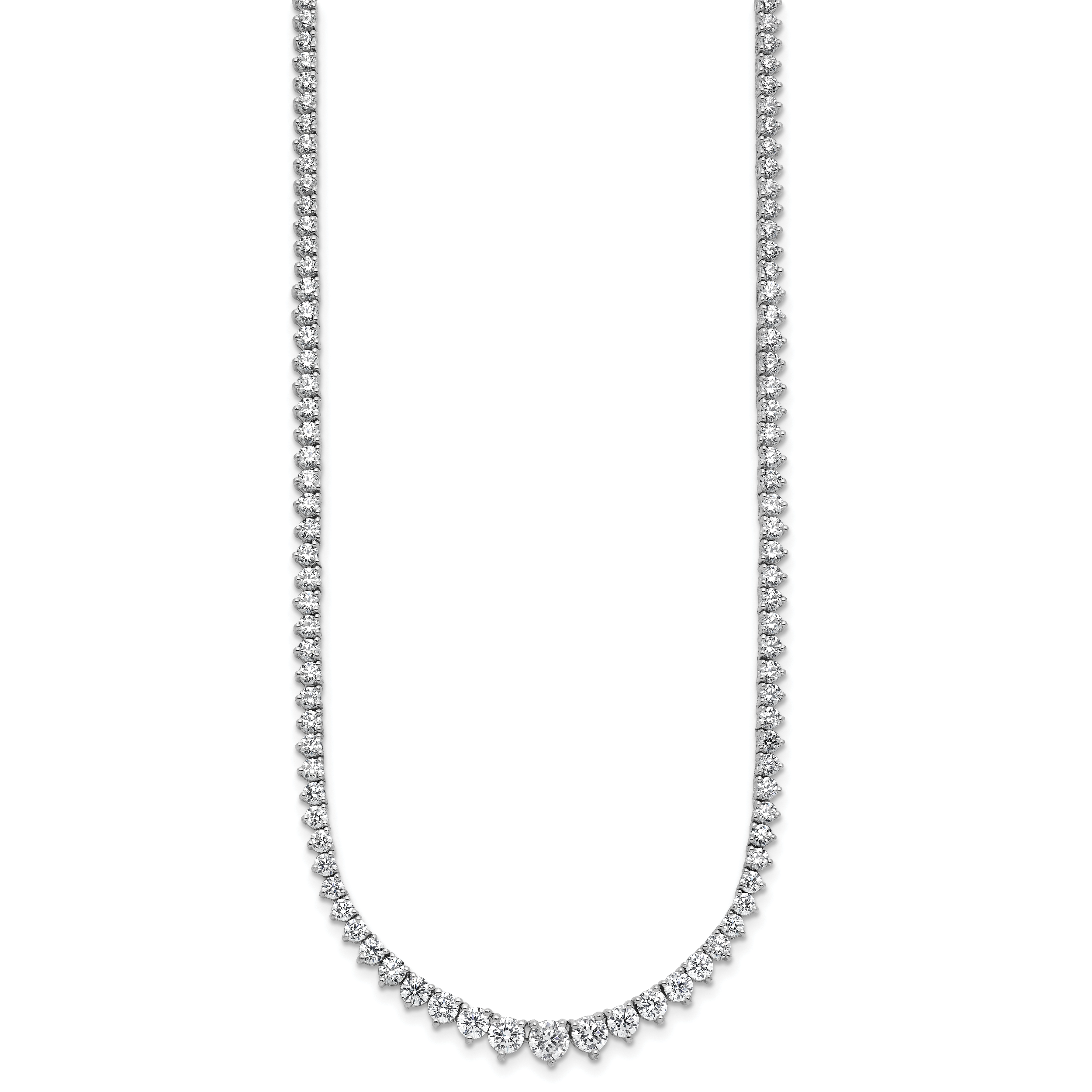 14k White Gold 11 5/8 carat Lab Grown Diamond VS+ F+ Complete Round 20 inch Graduated Tennis Necklace