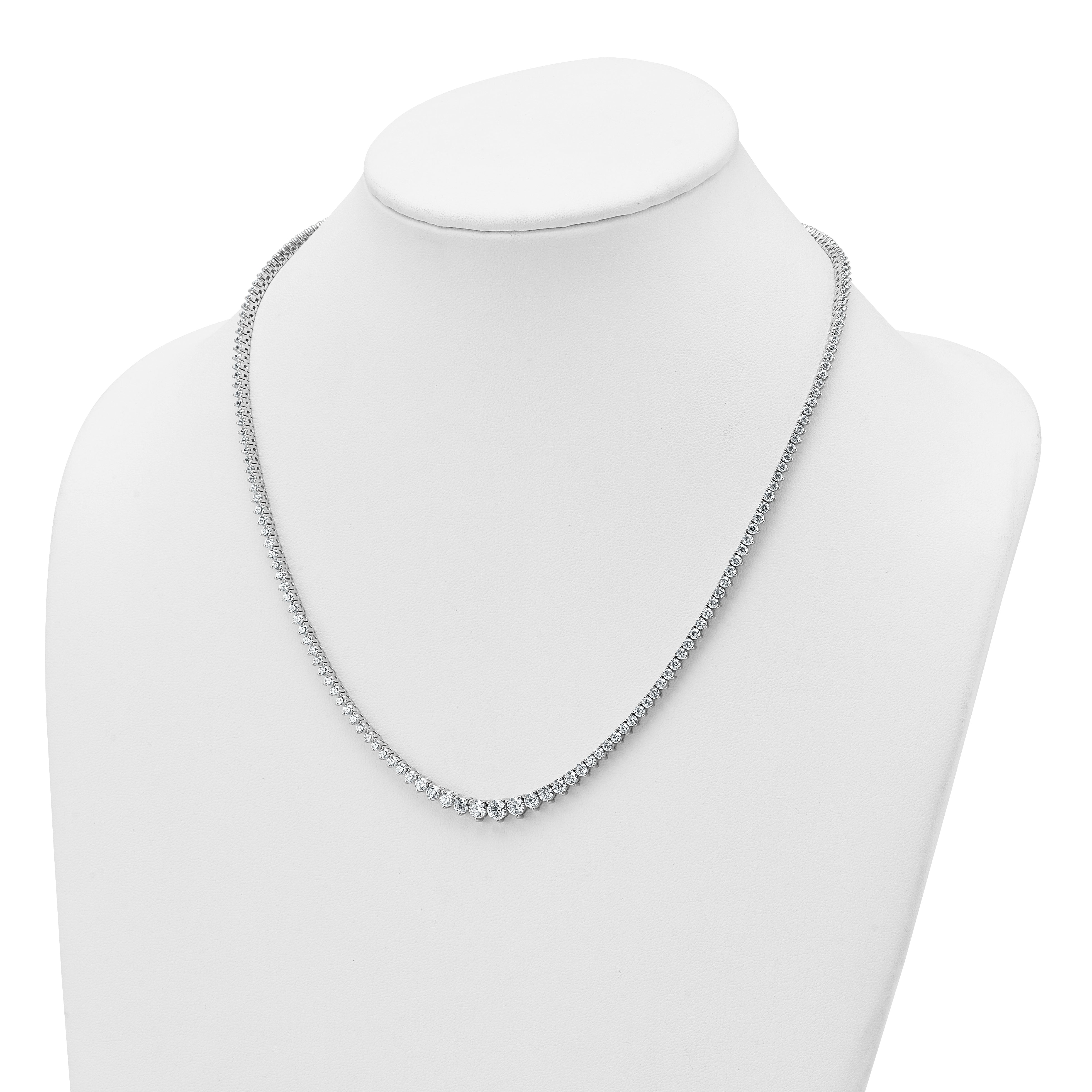14k White Gold 11 5/8 carat Certified Lab Grown Diamond VS+ F+ Complete Round 20 inch Graduated Tennis Necklace