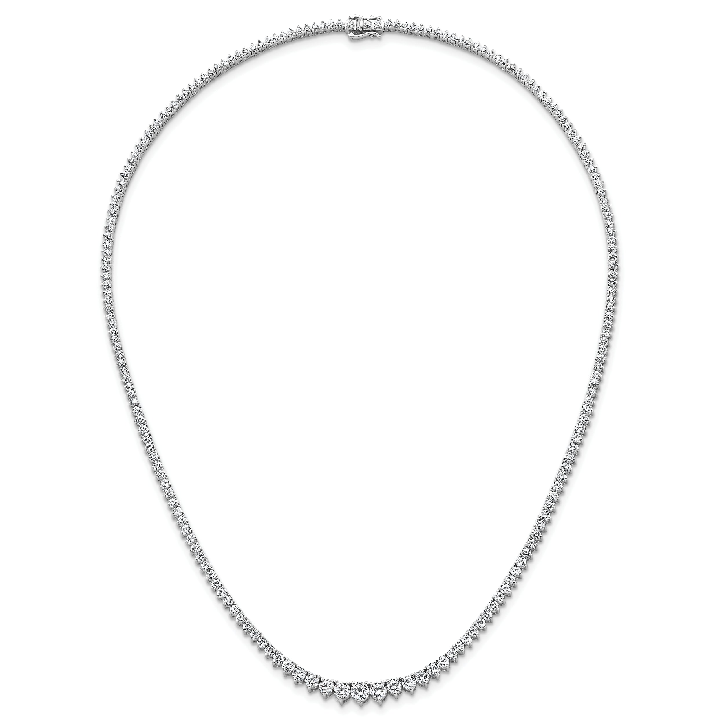 14k White Gold 11 5/8 carat Certified Lab Grown Diamond VS+ F+ Complete Round 20 inch Graduated Tennis Necklace