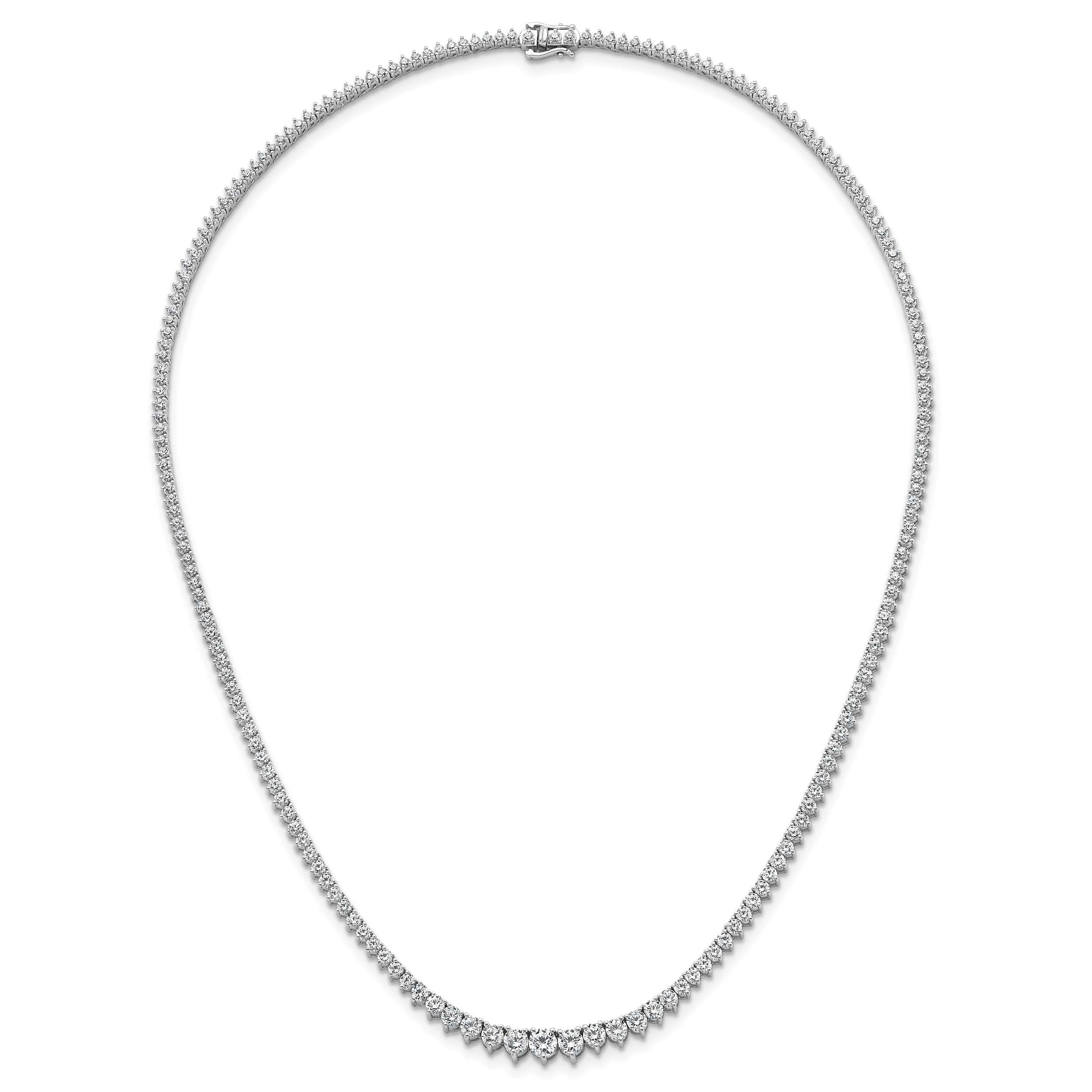 14k White Gold 11 5/8 carat Lab Grown Diamond VS+ F+ Complete Round 20 inch Graduated Tennis Necklace