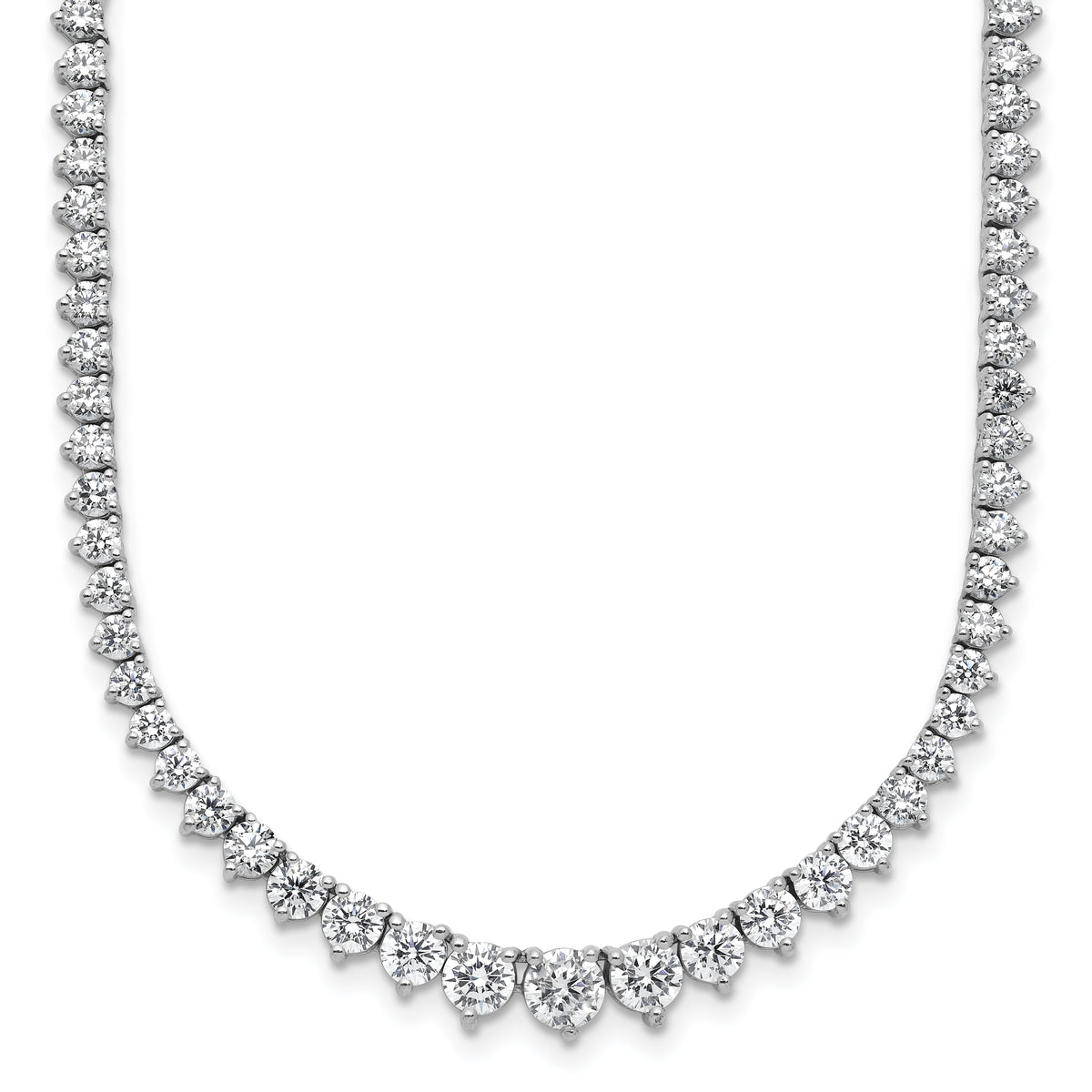 14k White Gold 11 5/8 carat Certified Lab Grown Diamond VS+ F+ Complete Round 20 inch Graduated Tennis Necklace