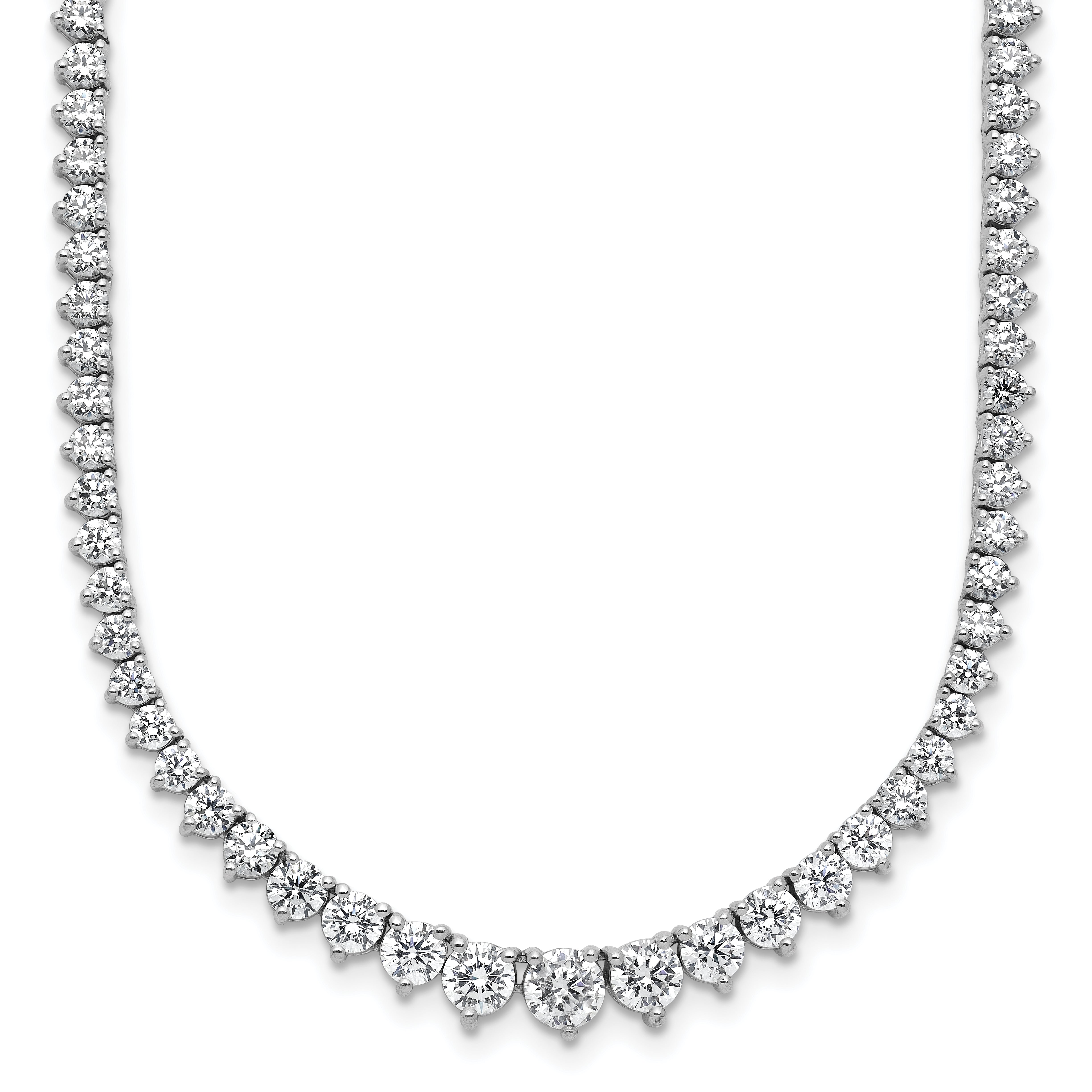 14k White Gold 11 5/8 carat Lab Grown Diamond VS+ F+ Complete Round 20 inch Graduated Tennis Necklace