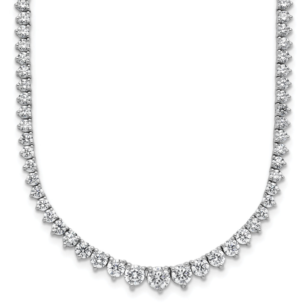 14k White Gold 11 5/8 carat Lab Grown Diamond VS+ F+ Complete Round 20 inch Graduated Tennis Necklace