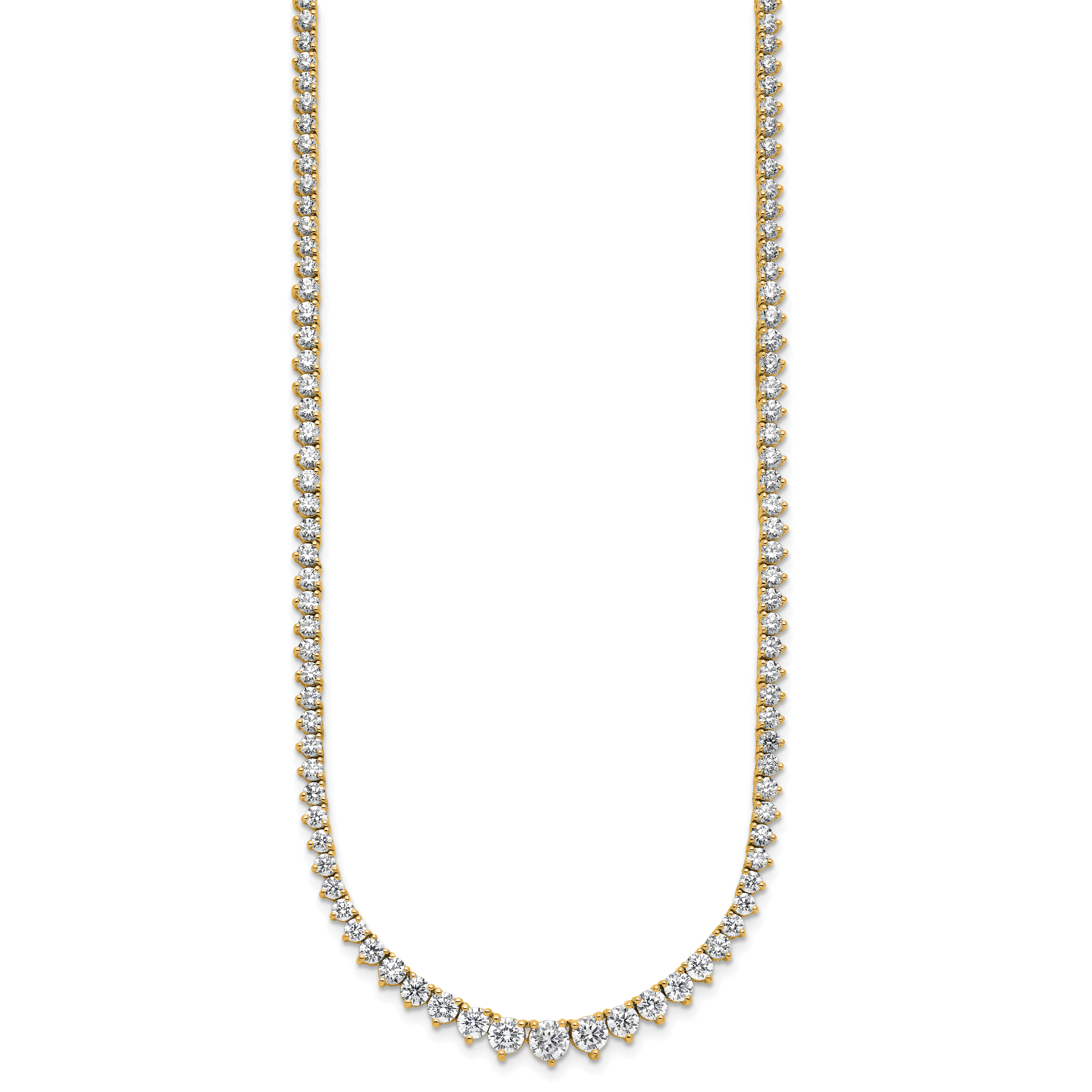14k 11 5/8 carat Lab Grown Diamond VS/SI+ G+ Complete Round 20 inch Graduated Tennis Necklace